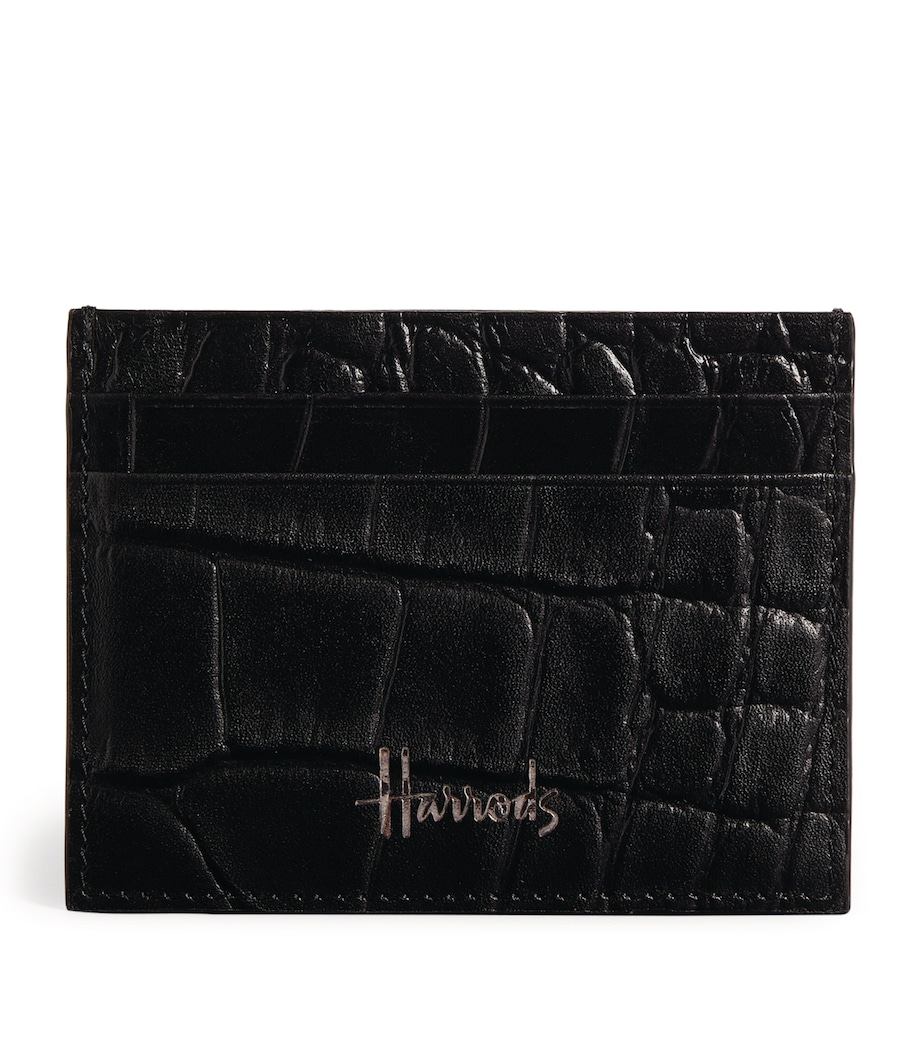 Harrods Croc-Embossed Wembley Card Holder Black Image 1