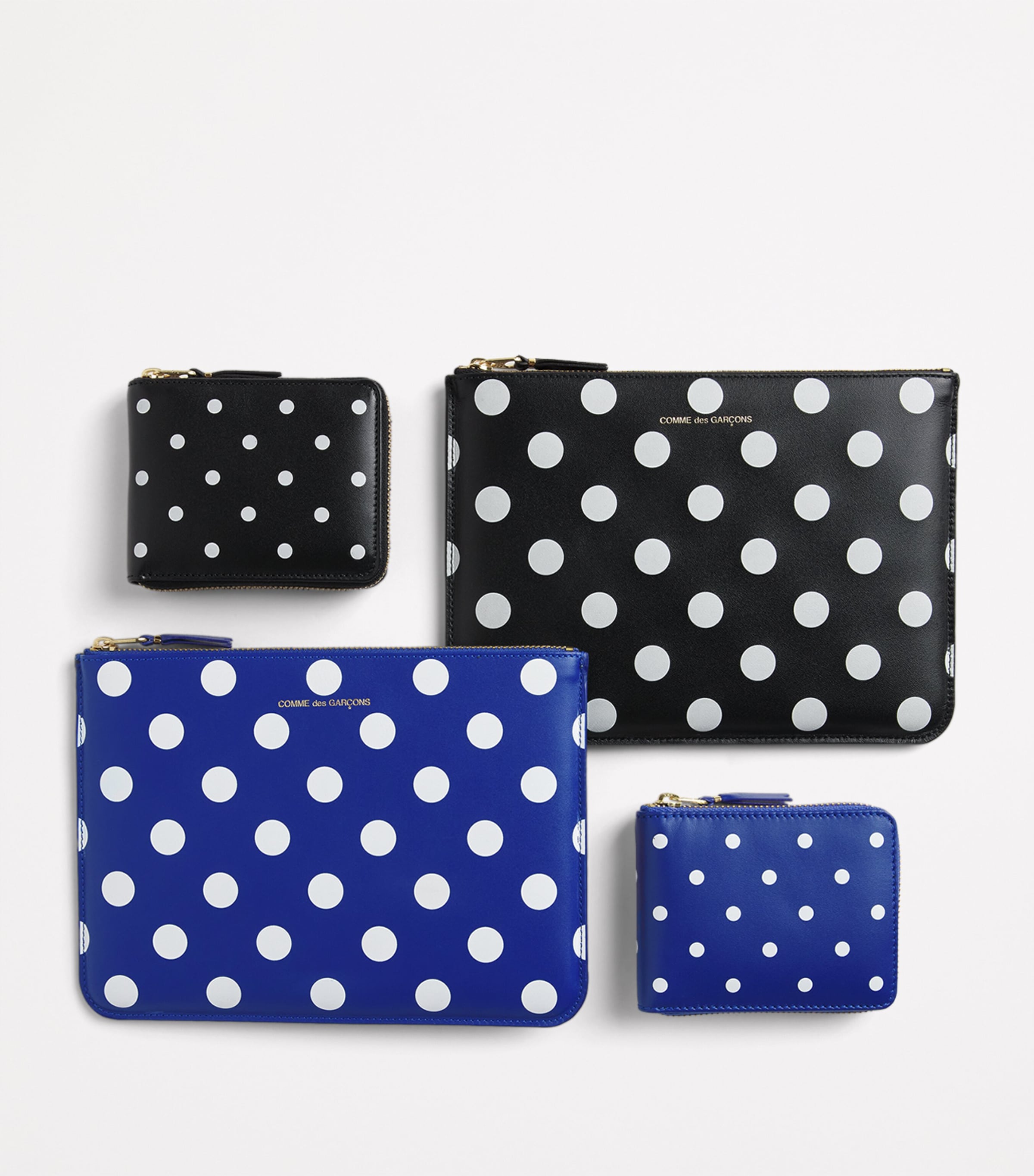 Comme Des Garçons Wallet Leather Polka-Dot Zipped Wallet Navy Image 3