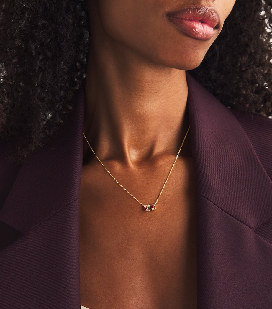 Yellow Gold, Diamond and Sapphire Shimmer Pendant Necklace 18K YG/RS Image 2