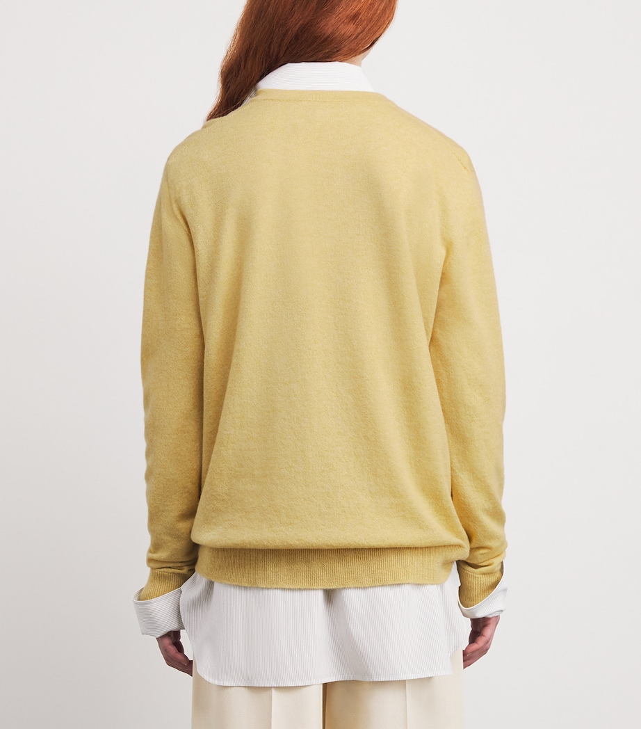 The Row Womens Nian Cashmere V-Neck Sweater Pale Yellow Image 4