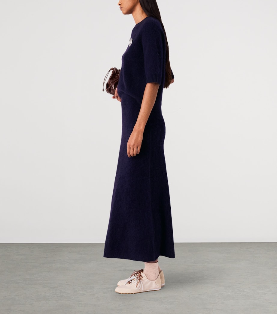 Maje Womens Wool Midi Skirt Navy Image 3