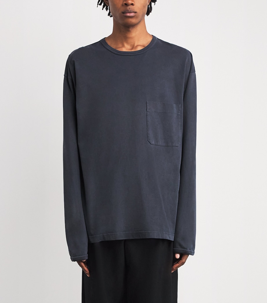 Cotton Long-Sleeve T-Shirt STONE BLUE BL807 Image 3
