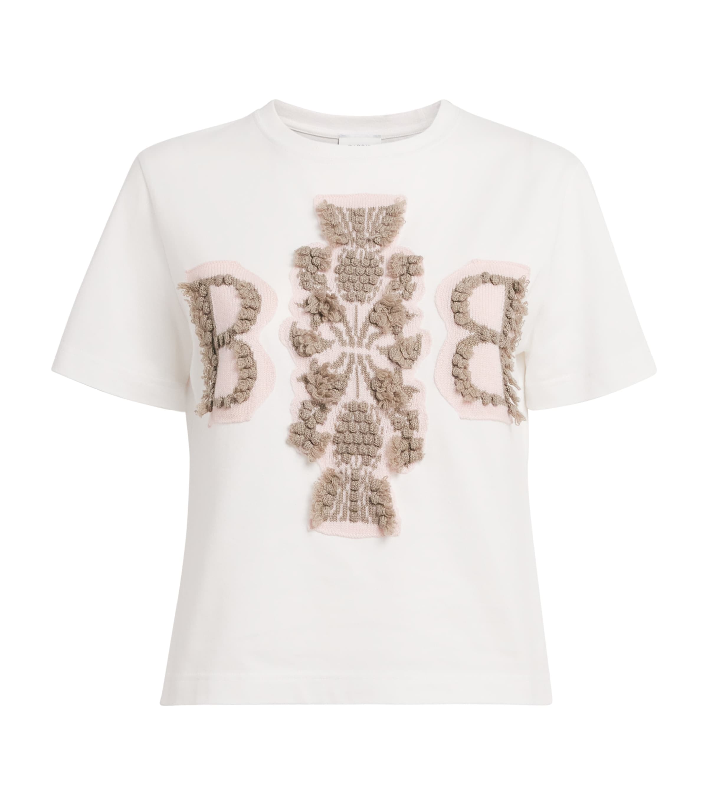 Barrie Womens Cotton Cashmere-Patch T-Shirt Light Pink Image 1