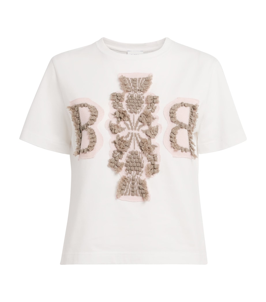 Barrie Womens Cotton Cashmere-Patch T-Shirt Light Pink Image 1