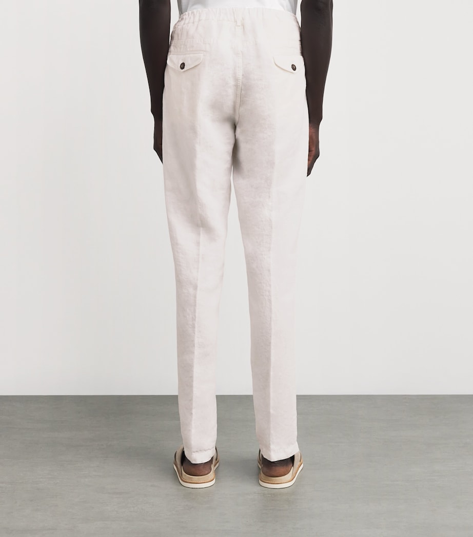 Linen Drawstring-Detail Trousers BIANCO Image 4