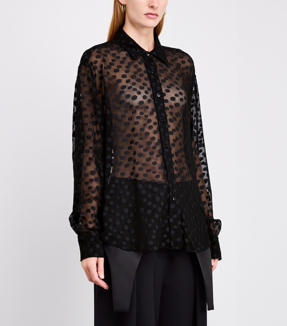 Organic Silk-Blend Polka-Dot Blouse 1000 BLACK Image 3