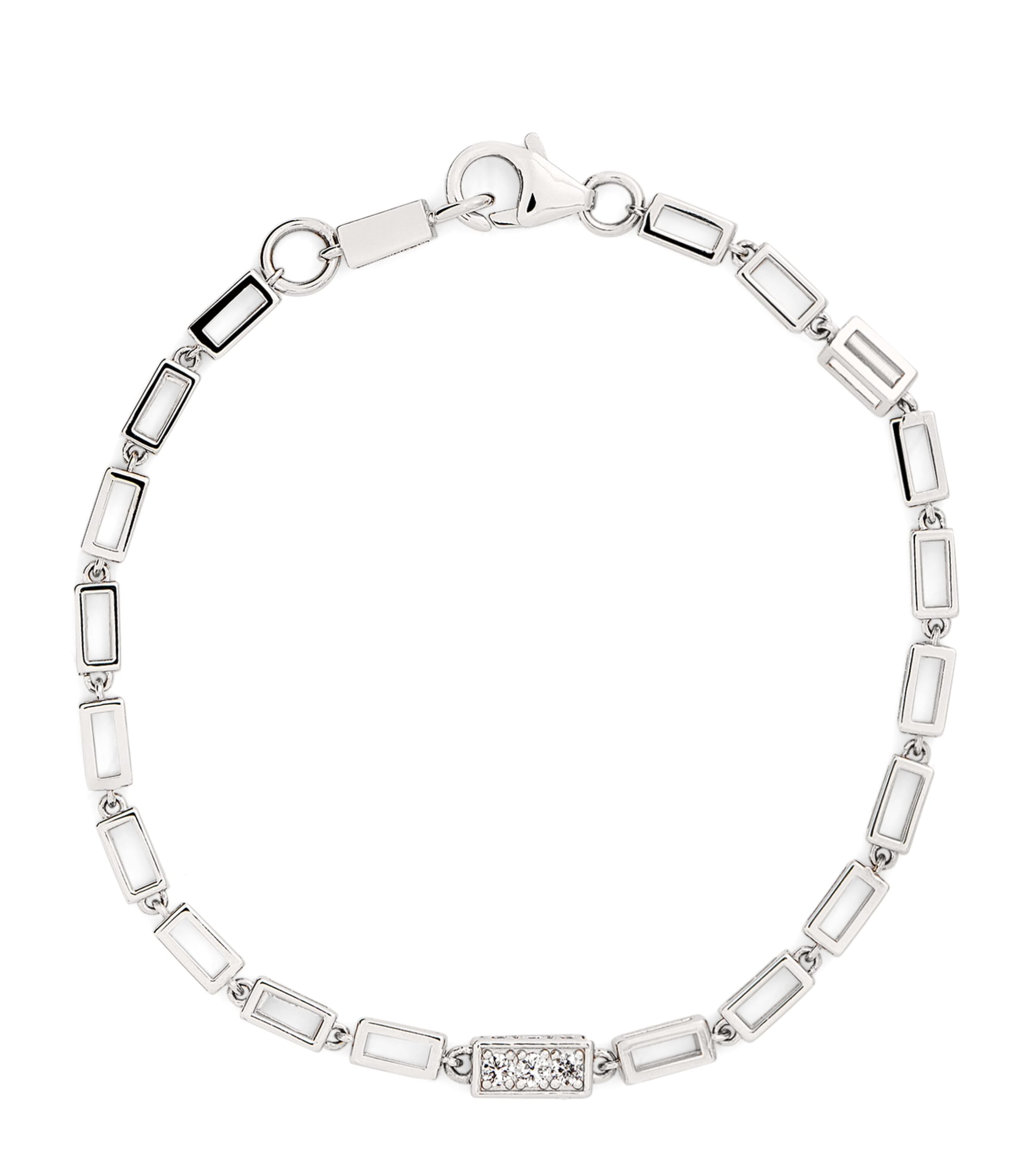 Suzanne Kalan White Gold and Diamond Large Block Chain Bracelet Wg/wd Image 1