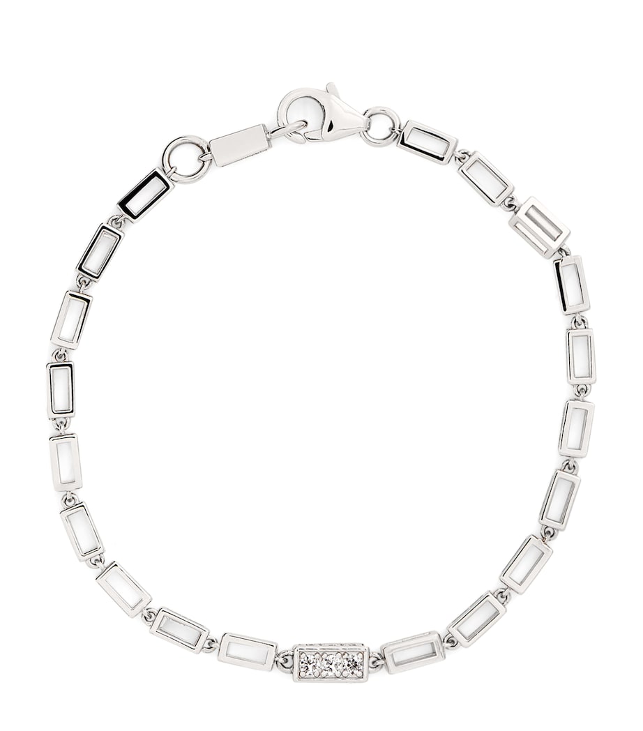Suzanne Kalan White Gold and Diamond Large Block Chain Bracelet Wg/wd Image 1