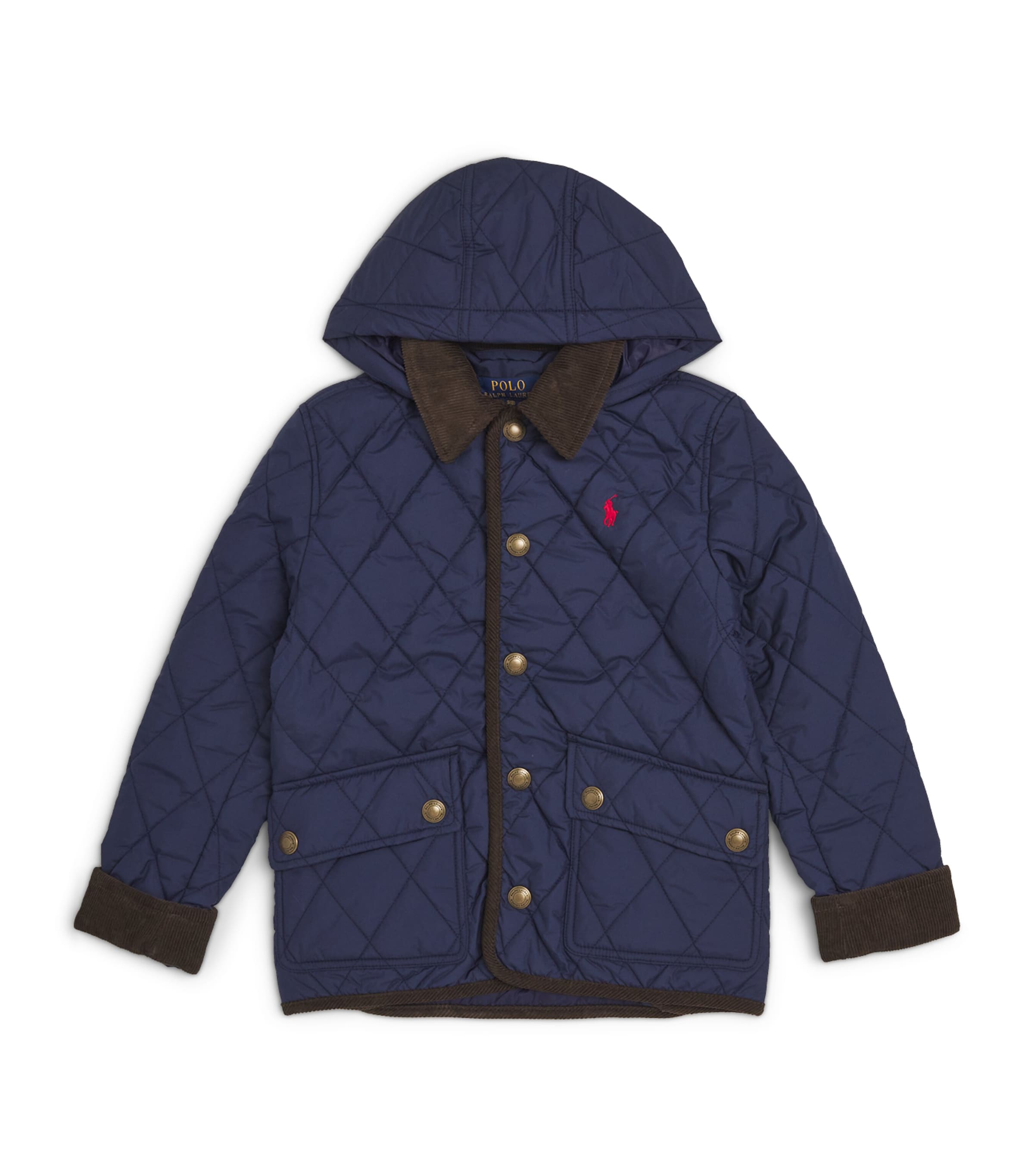 Shop Ralph Lauren Quilted Hooded Barn Jacket In Navy