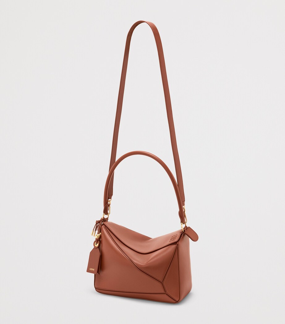 LOEWE Womens Medium Leather Featherlight Puzzle Top-Handle Bag Pecan Image 6