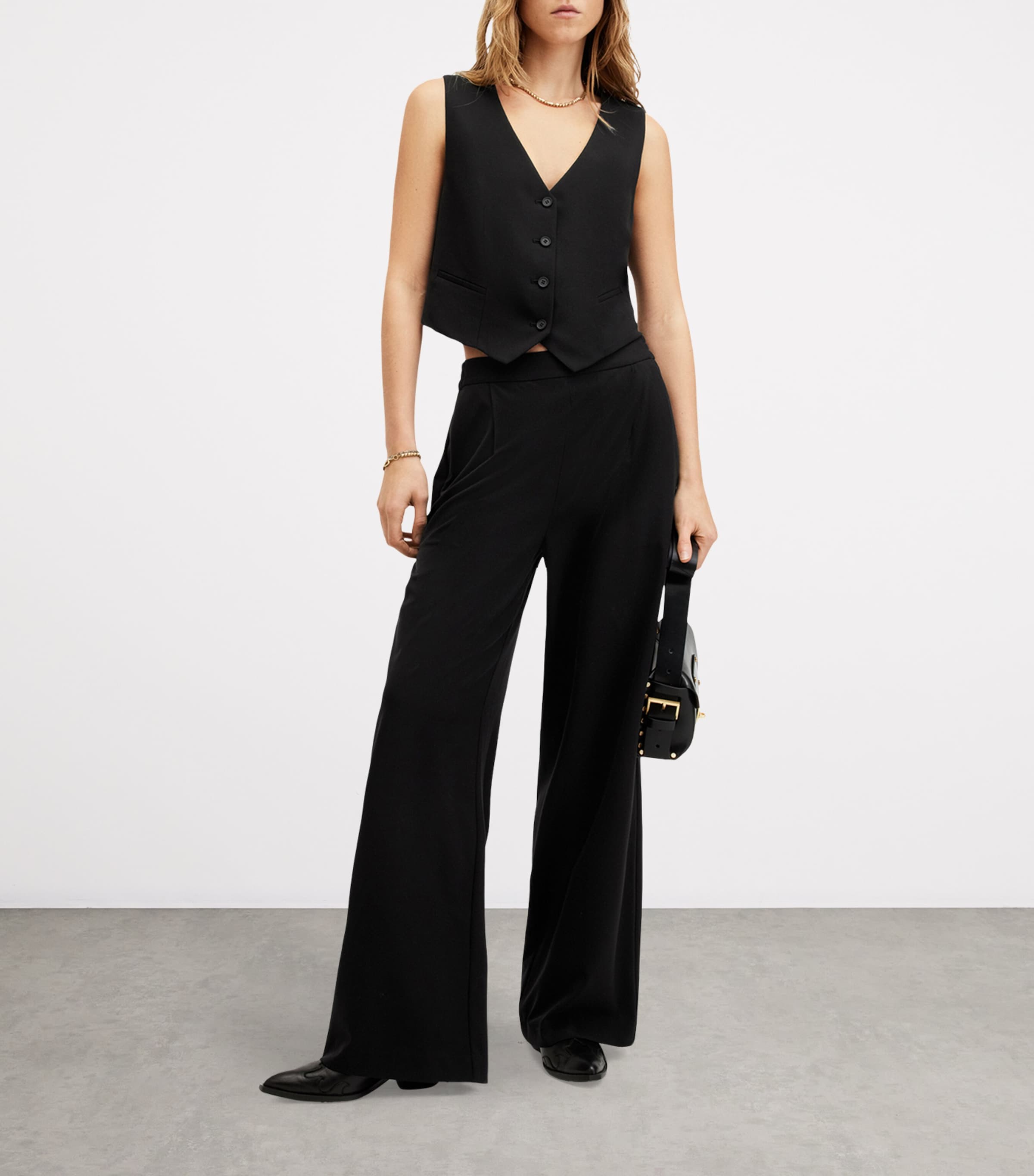 AllSaints Womens Aleida Waistcoat Black Image 2