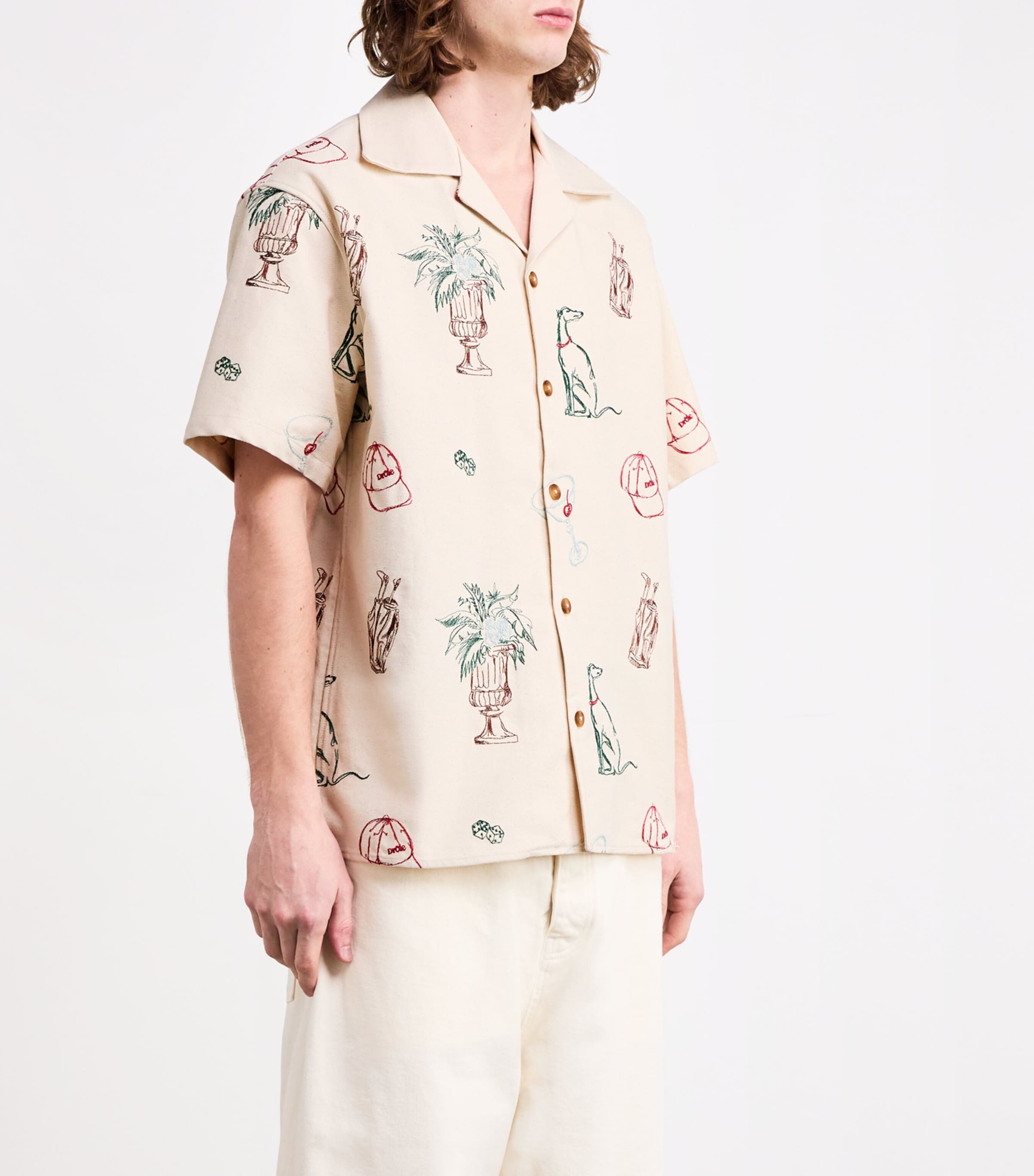 Cotton-Blend Embroidered Shirt ECRU Image 3