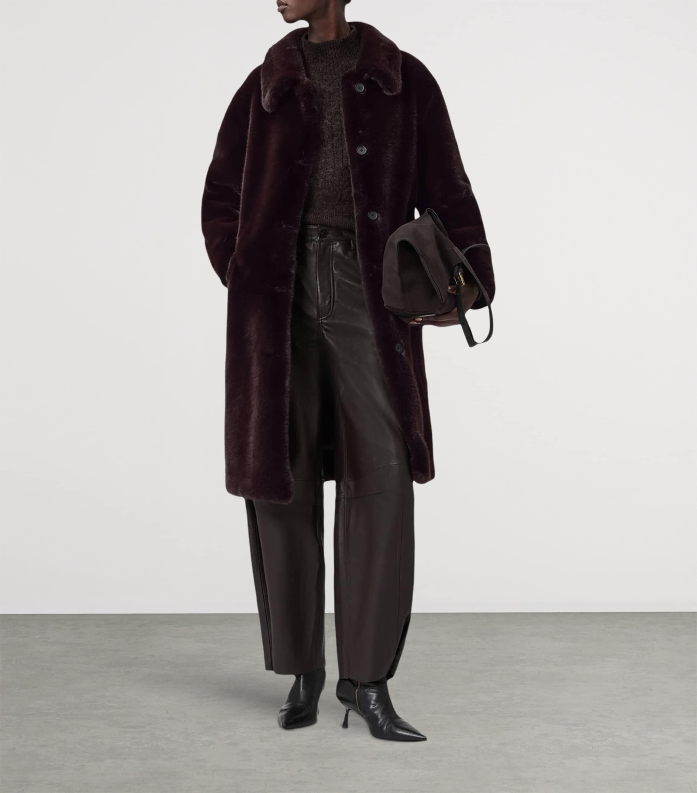 Faux Fur Sora Coat CHOCOLATE BROWN Image 3