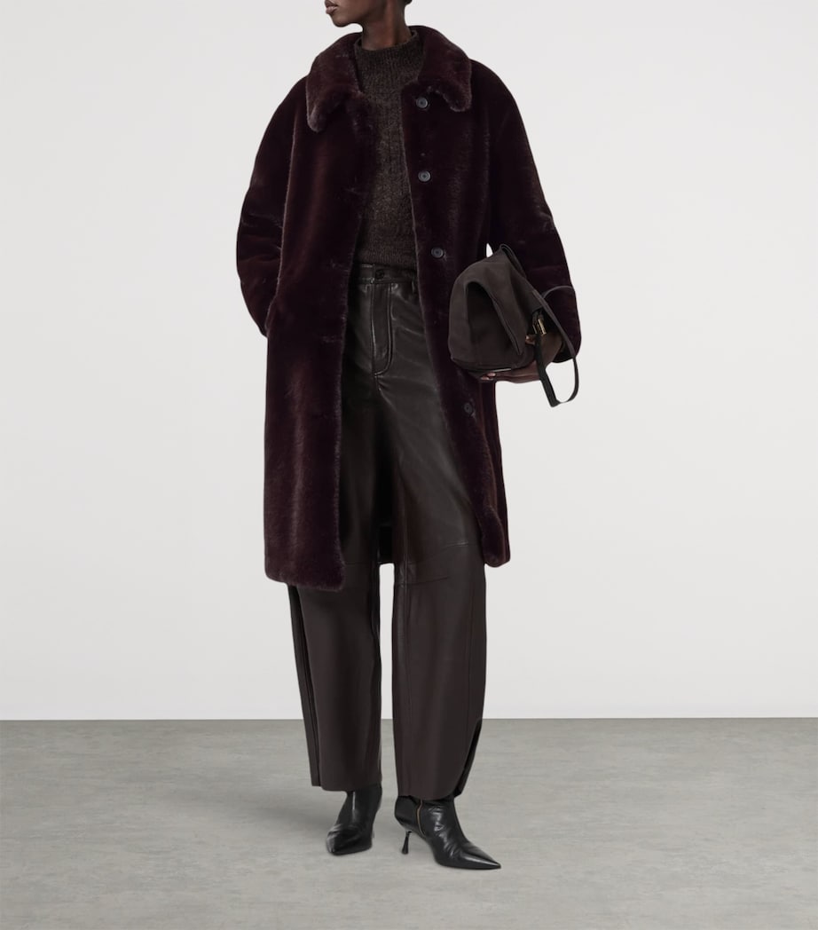 Faux Fur Sora Coat CHOCOLATE BROWN Image 3