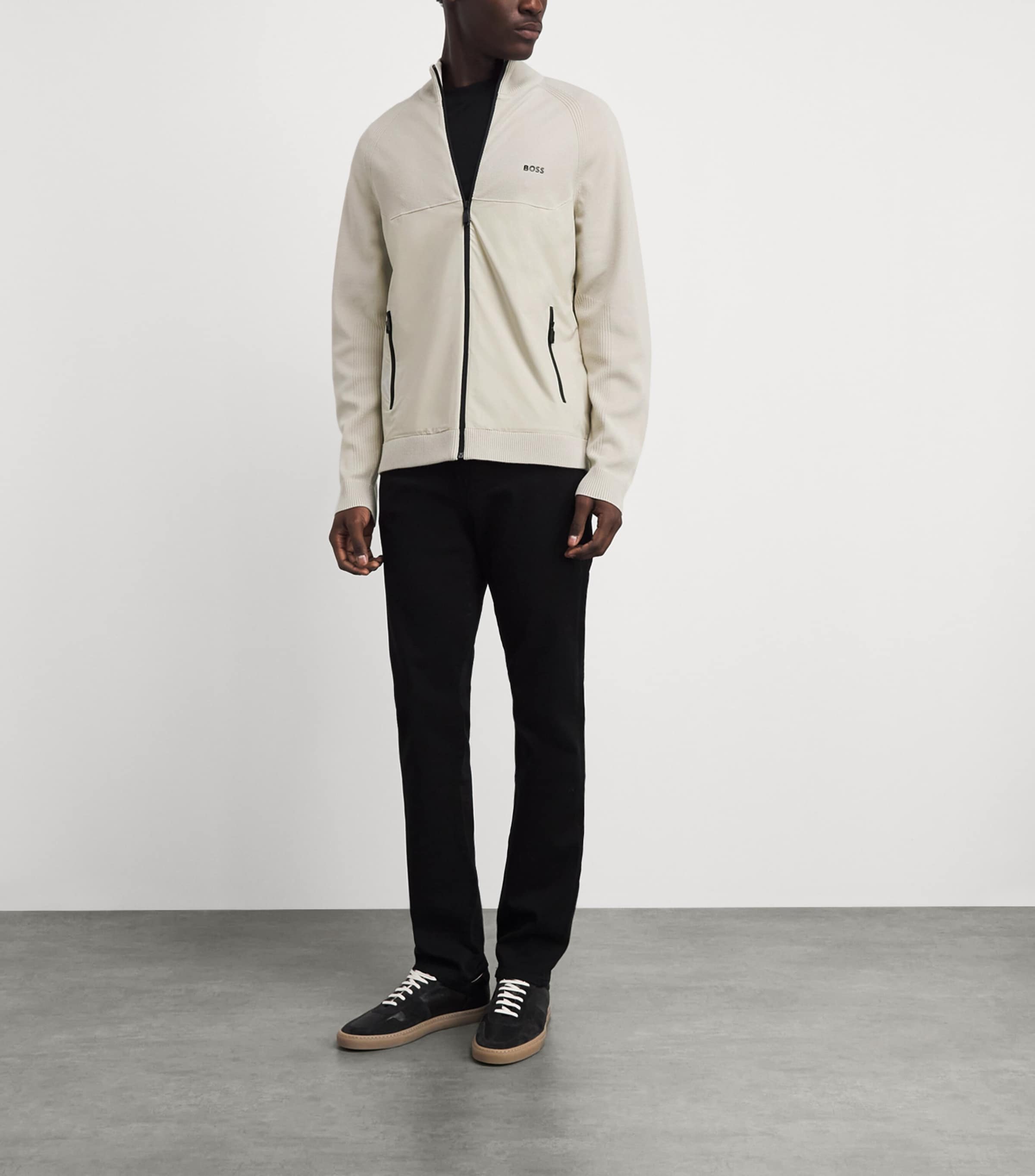 BOSS Mens Knitted Hybrid Jacket Light Image 2