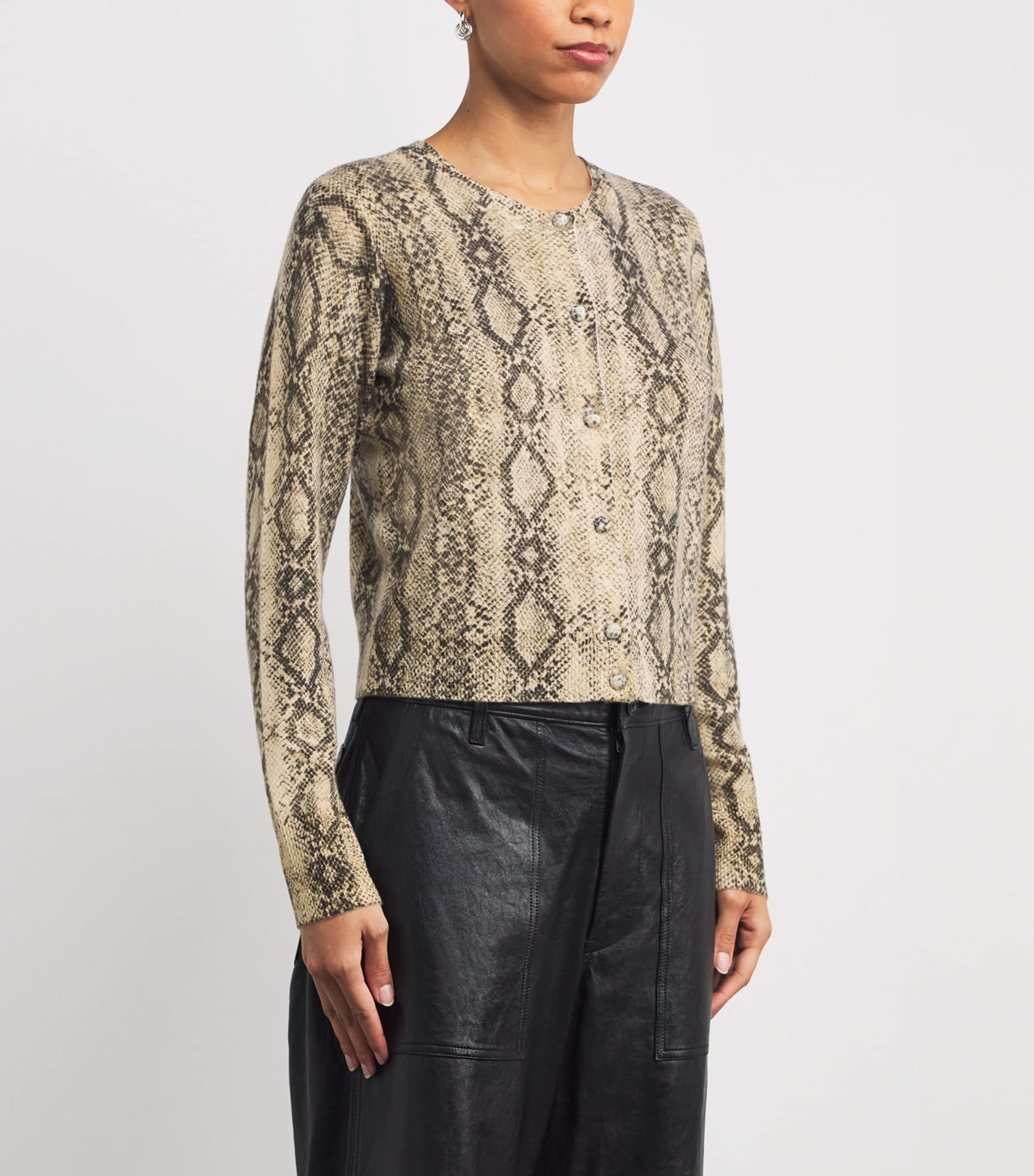 Cashmere Snakeskin-Effect Cardigan CAMEL MULTI Image 3