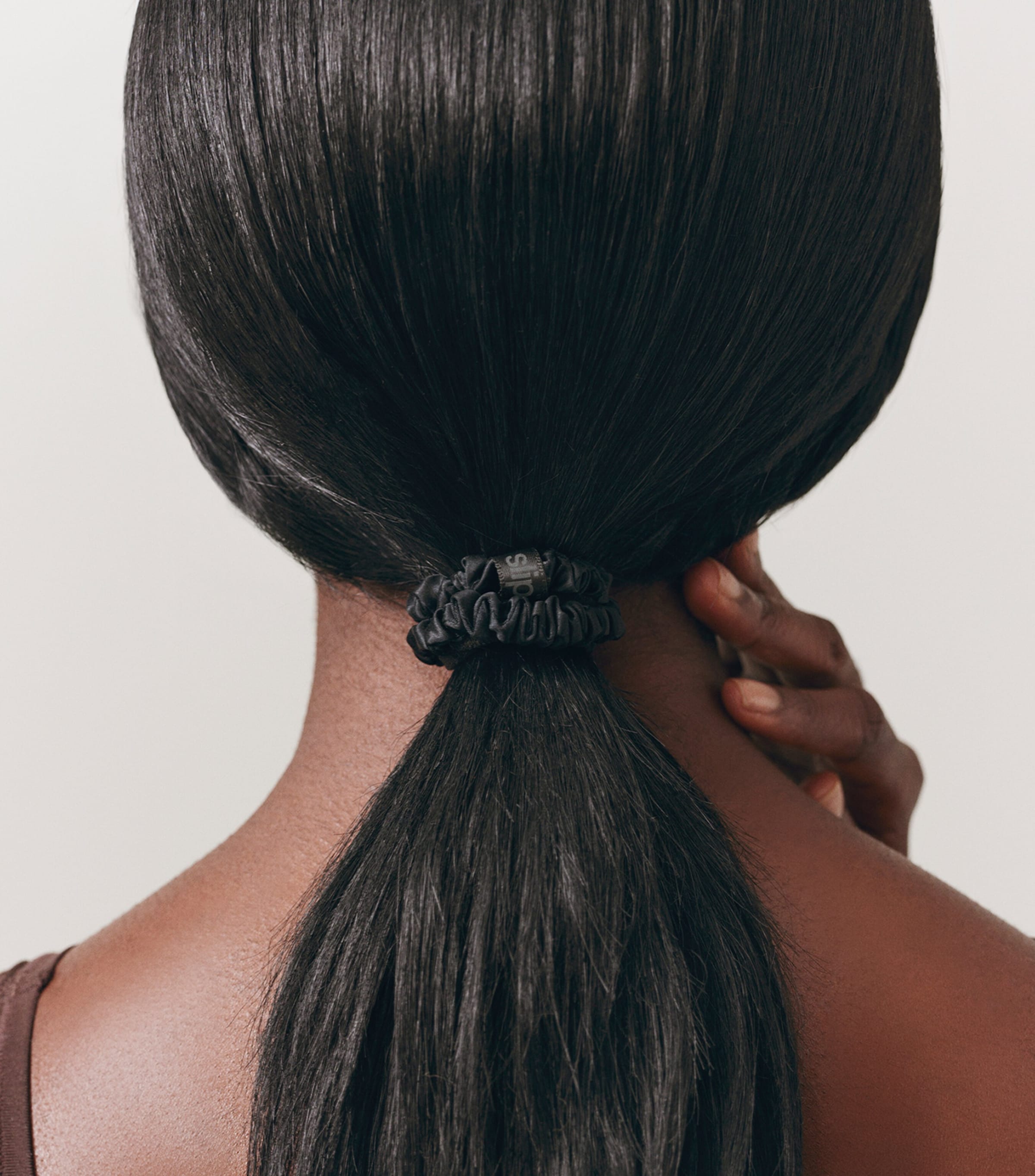 Pure Silk Skinny Scrunchies  (Set of 4) BLACK Image 4