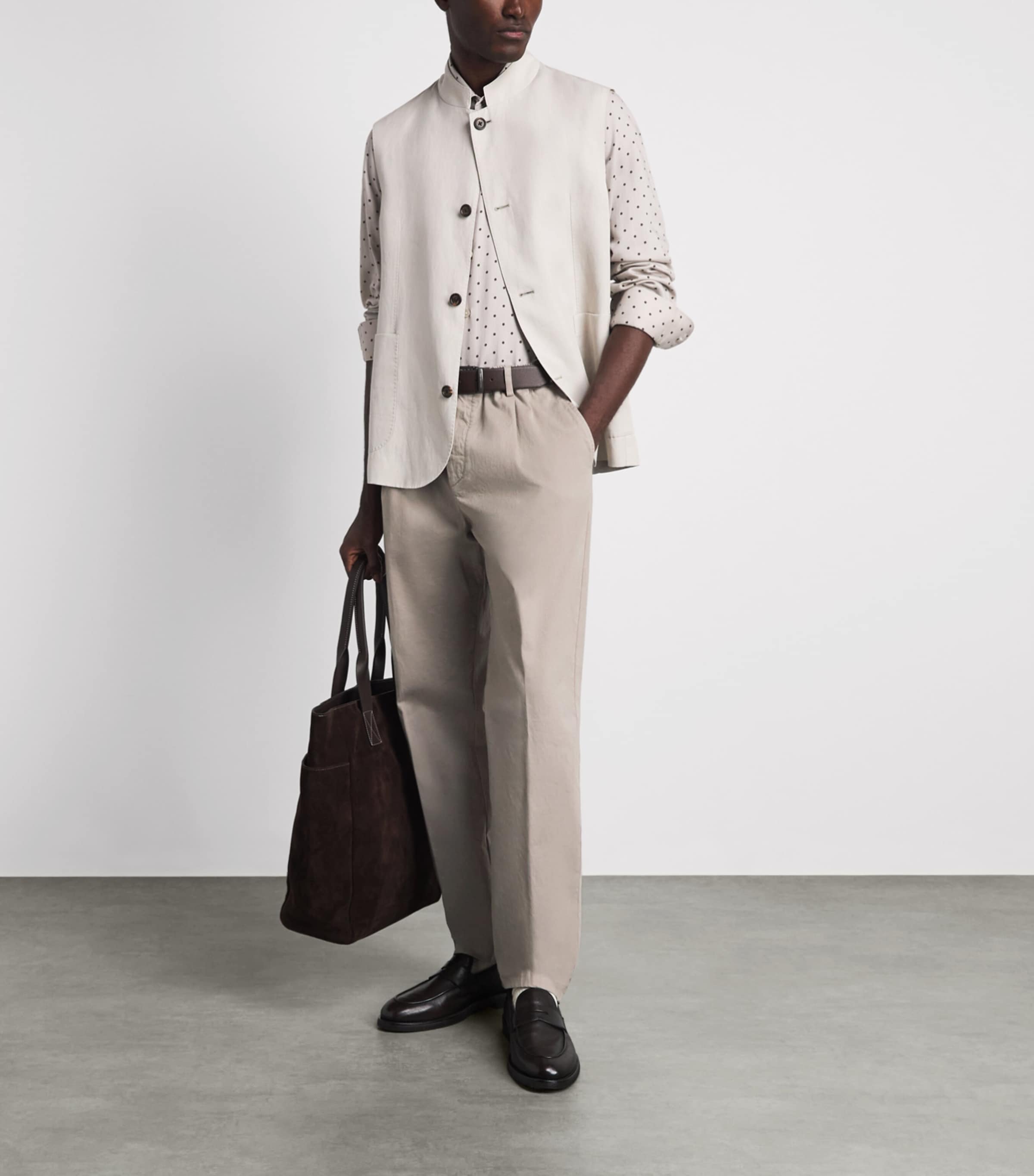 Eleventy Mens Stretch-Cotton Elasticated Trousers Cardamomo Chiaro Image 2