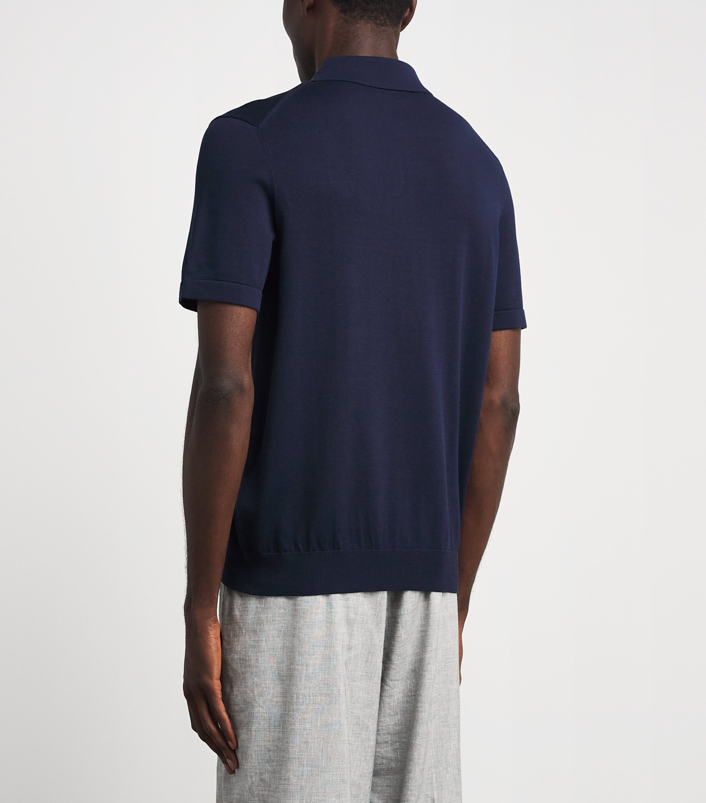 Sandro Paris Cotton-Silk Polo Shirt Royal Blue Image 5