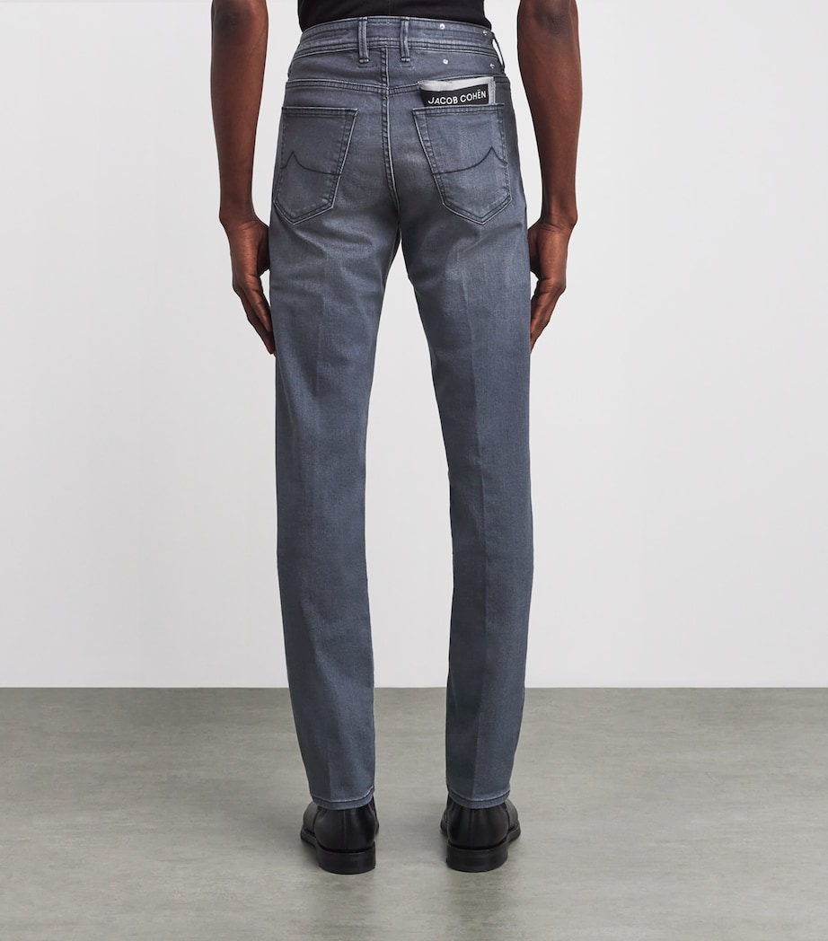 Ostrich Leather-Patch Slim Bard Jeans 800D Image 4