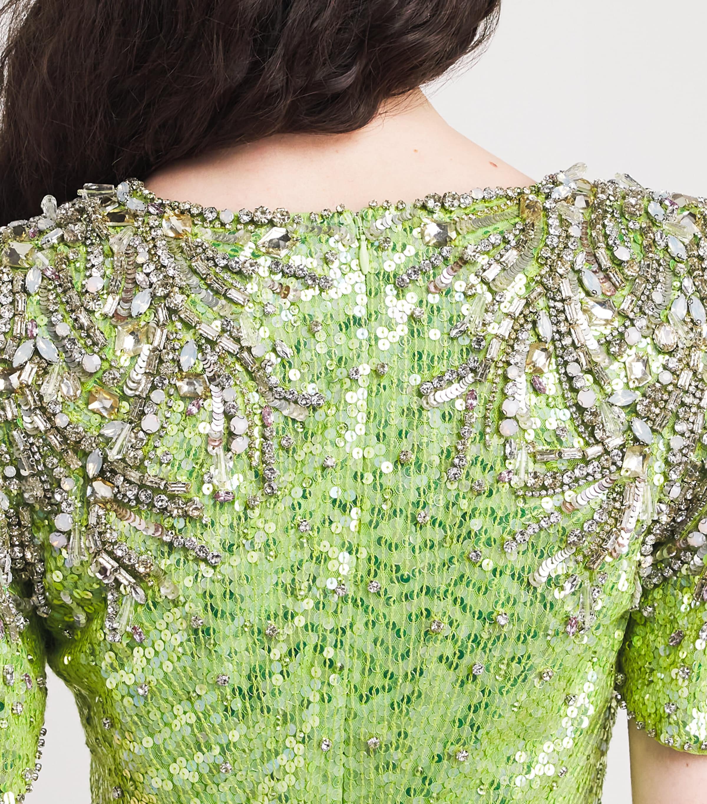 Sequin V-Neck Manon Gown KAFFIER LIME Image 6