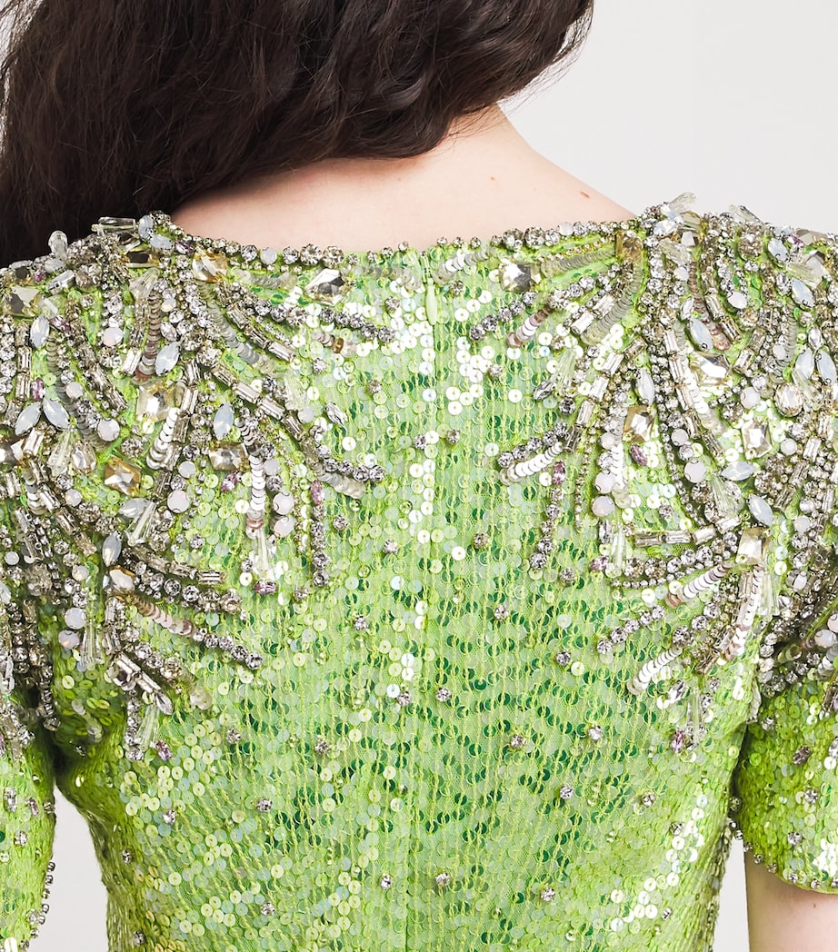 Sequin V-Neck Manon Gown KAFFIER LIME Image 6