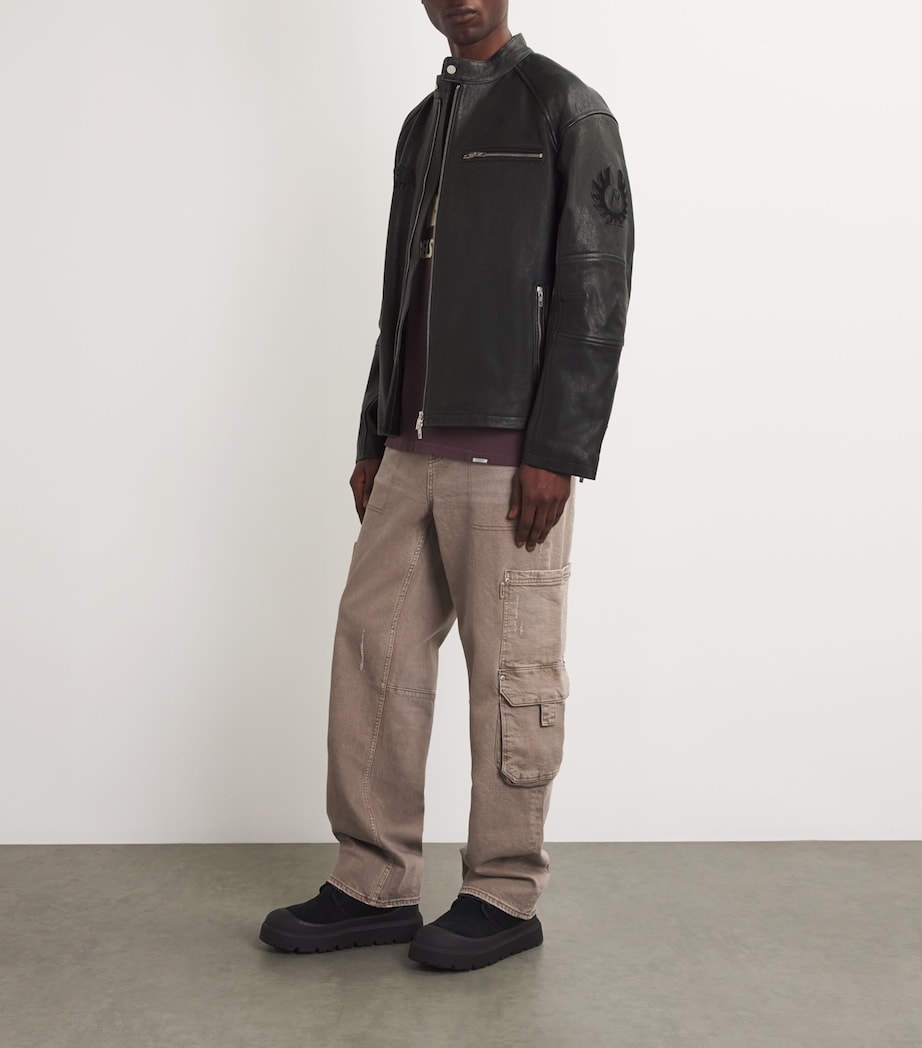 x Belstaff Leather Race Jacket BLACK Image 2