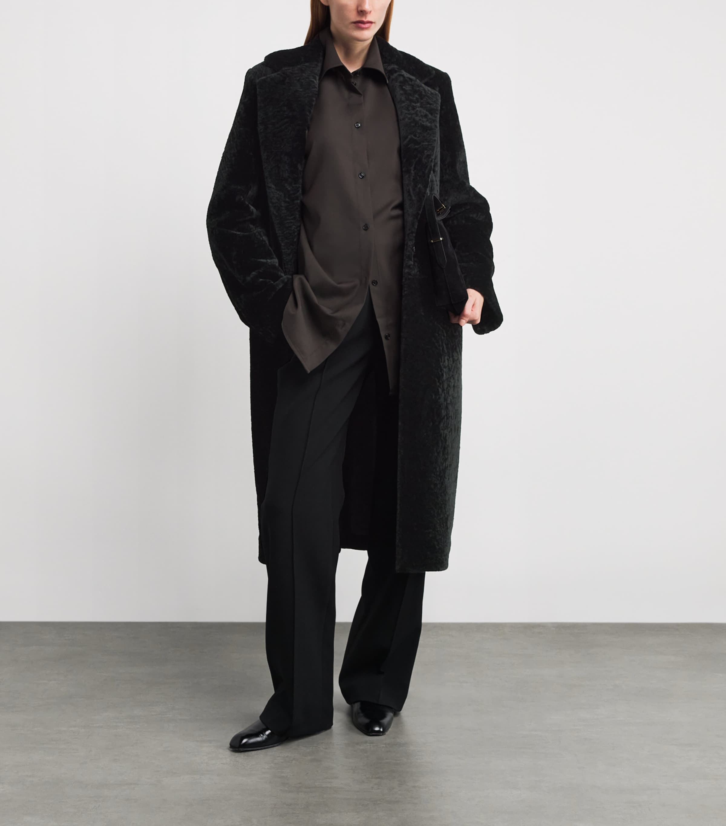 Shearling Trench Coat 001 BLACK Image 2