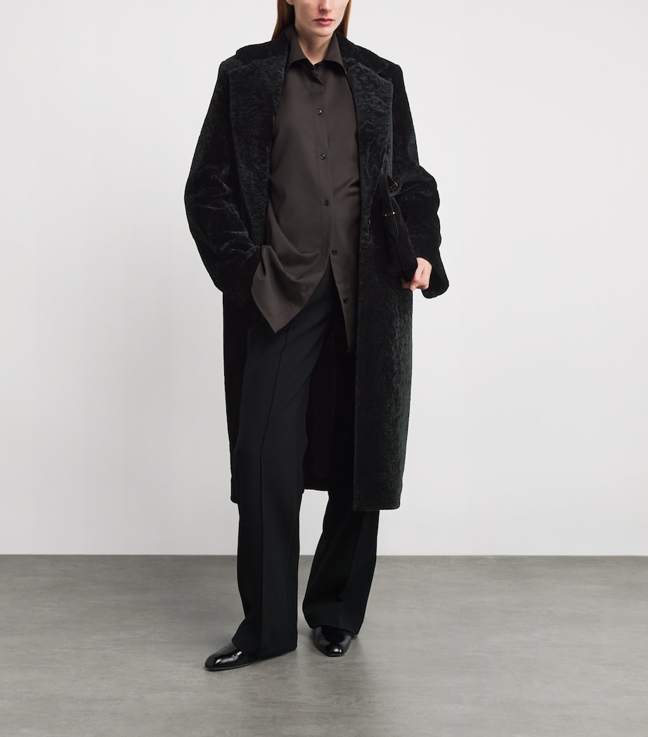 Shearling Trench Coat 001 BLACK Image 2