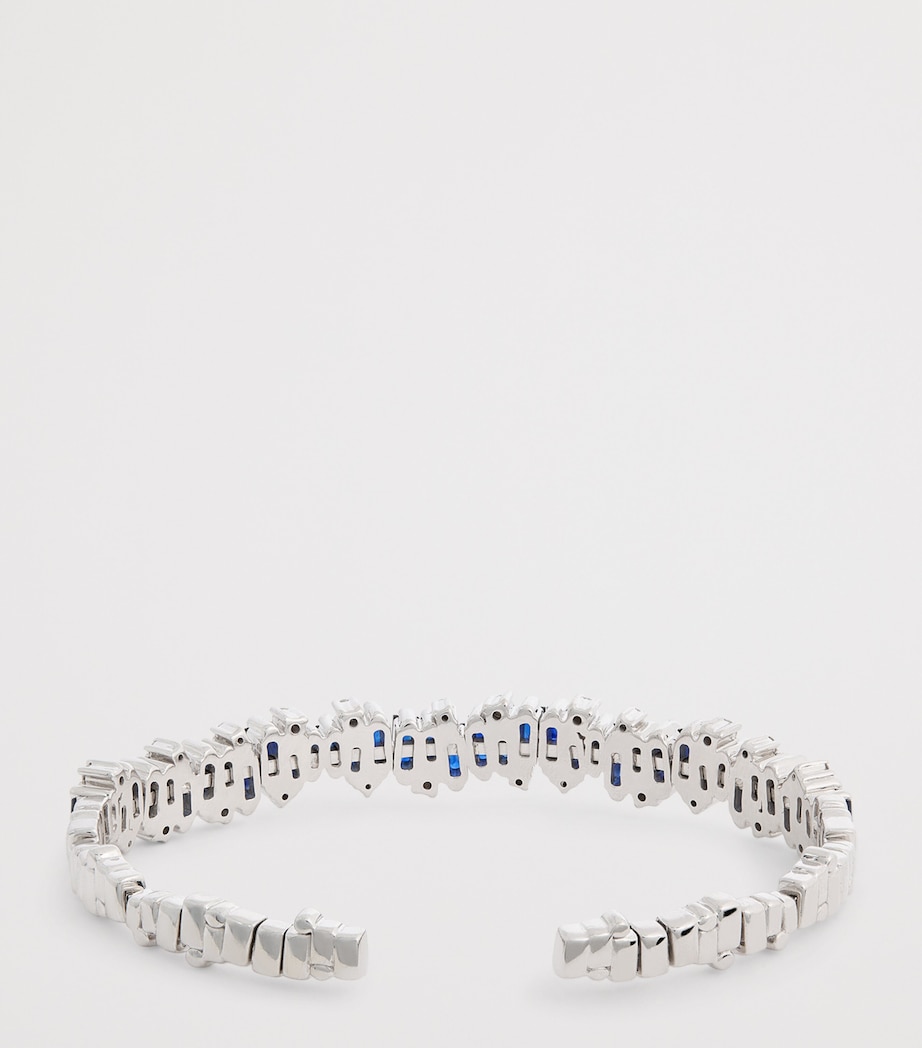 Small White Gold, Sapphire and Diamond Shimmer Audrey Bangle 18K WG/DB Image 3