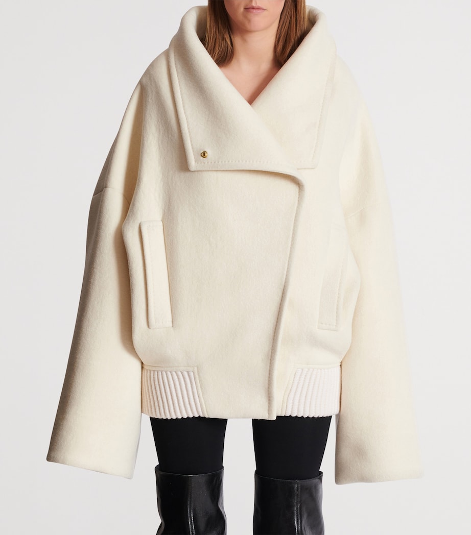 Wool-Blend Oversized Caban Jacket 0FA BLANC Image 2