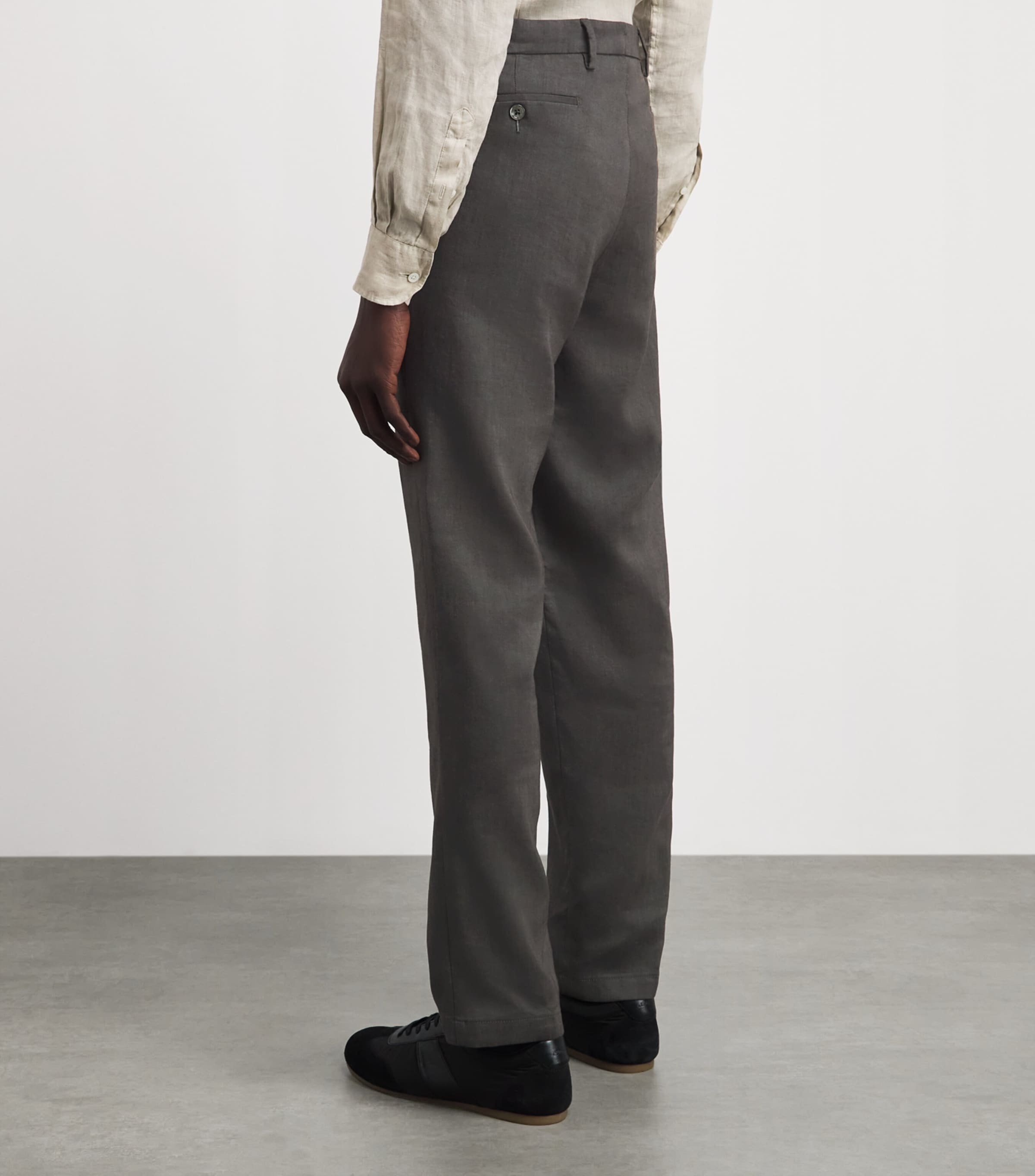 Marco Pescarolo Mens Linen-Wool-Mohair Trousers Olive Image 5