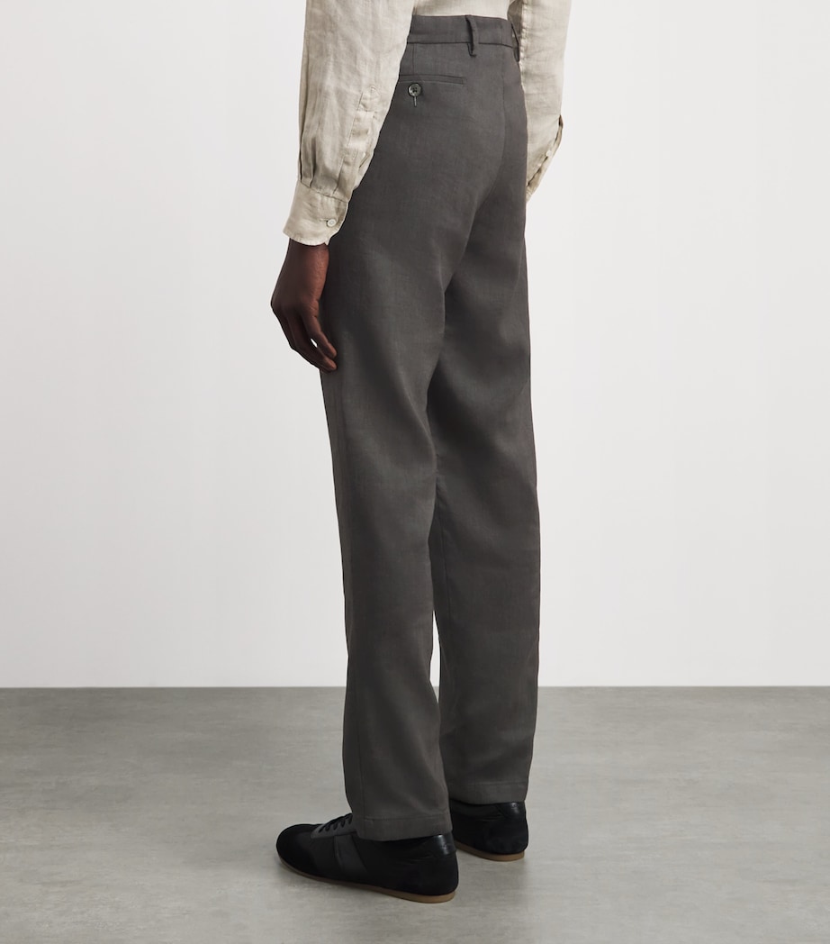 Marco Pescarolo Mens Linen-Wool-Mohair Trousers Olive Image 5