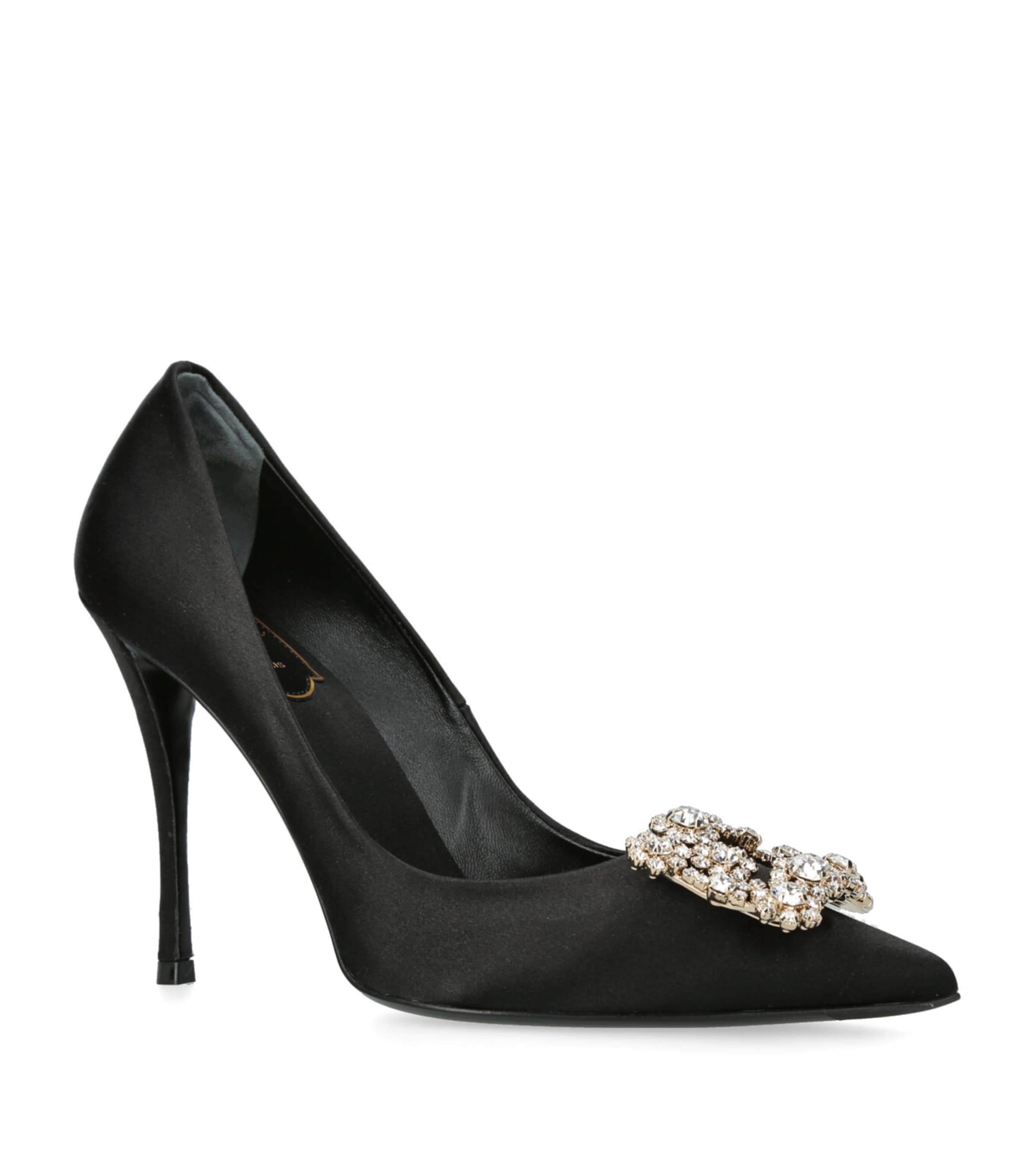 Satin Flower Strass Pumps 100 BLACK Image 3