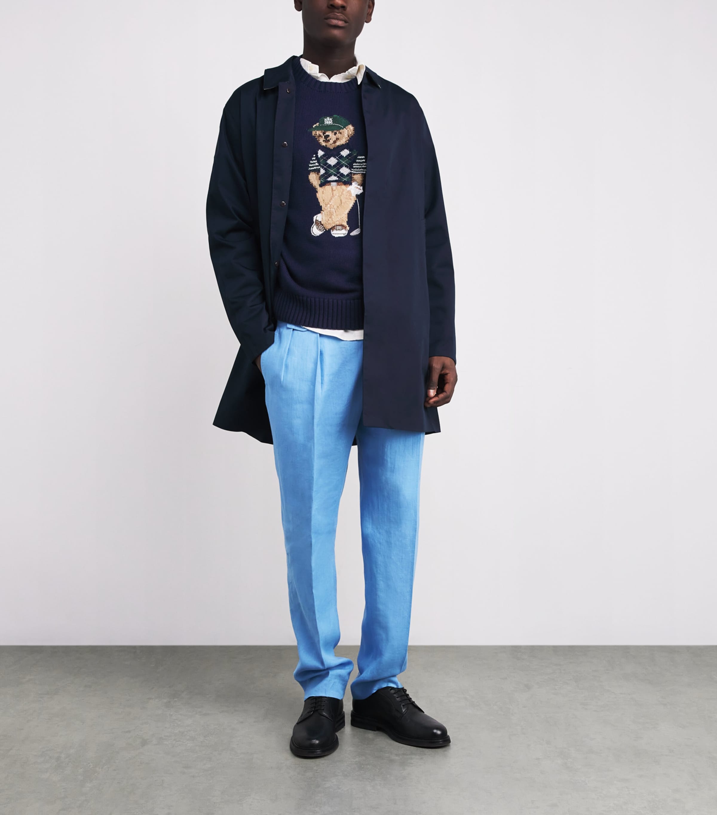 Linen Pleated Suit Trousers SKY BLUE Image 2