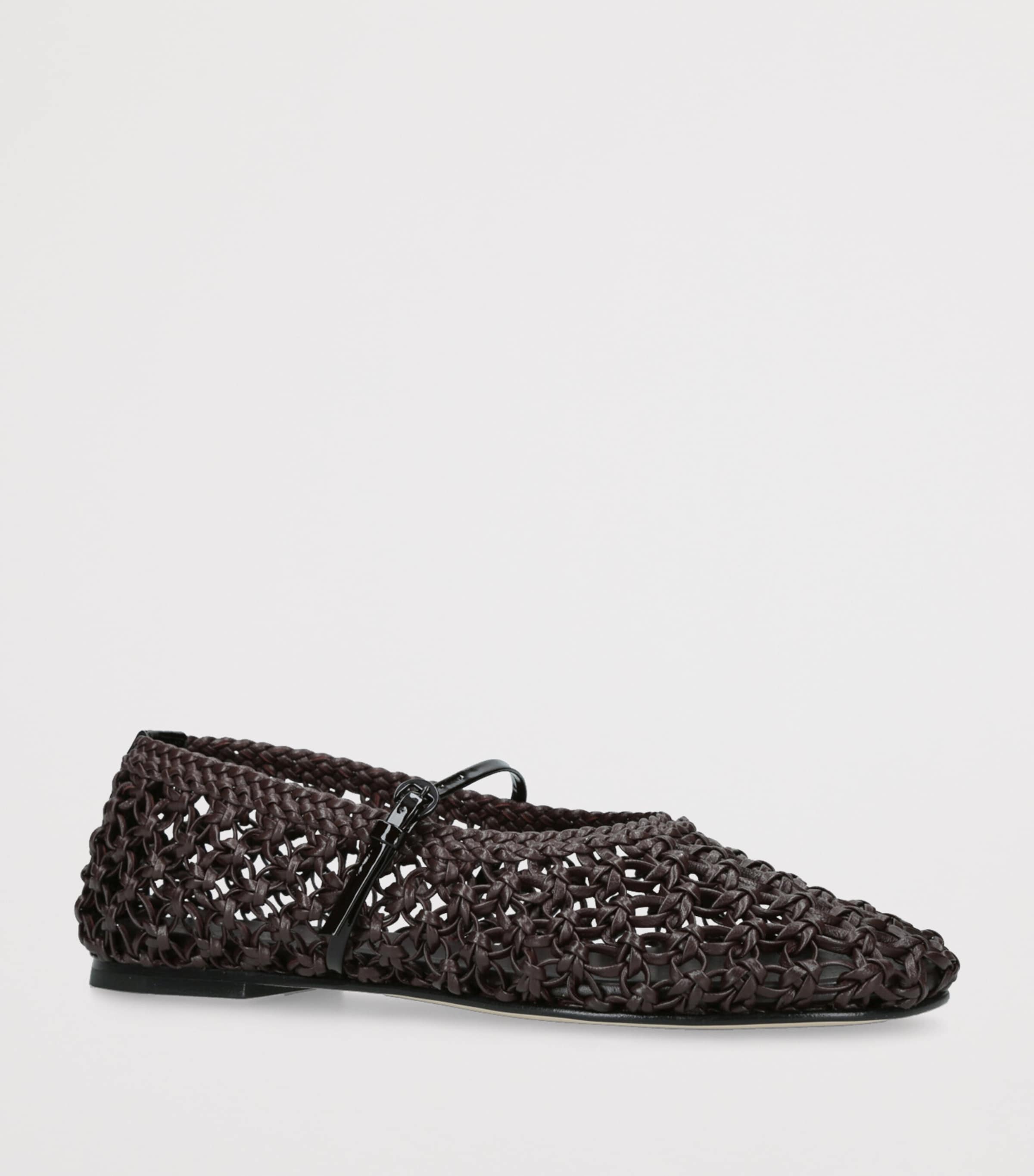 Leather Woven Balla Flats WINE Image 3