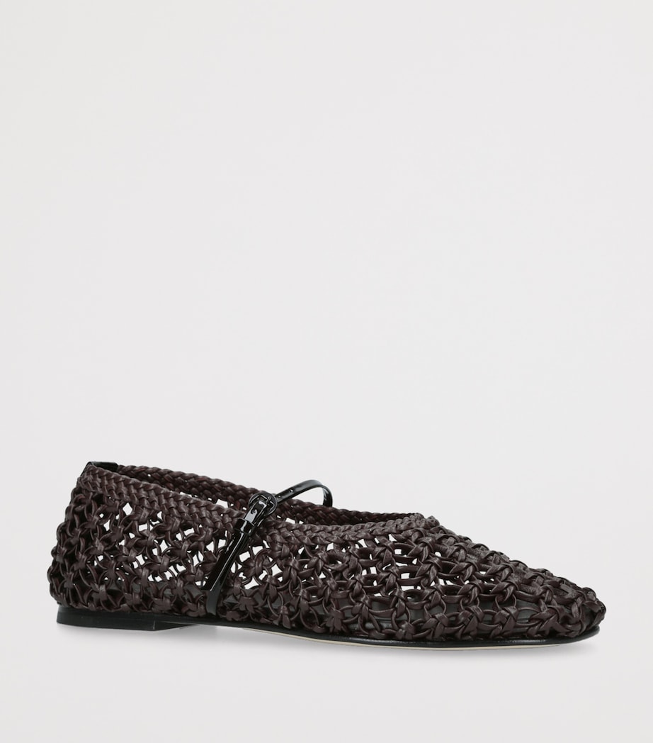 Leather Woven Balla Flats WINE Image 3