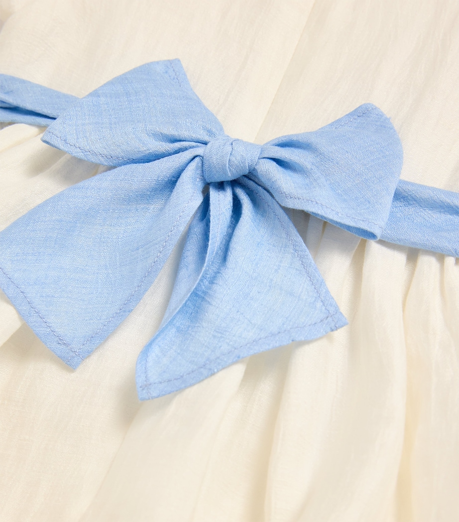 Linen-Blend Belt-Detail Dress (6-36 Months) 1046 MILK/LIGHT BLUE Image 4