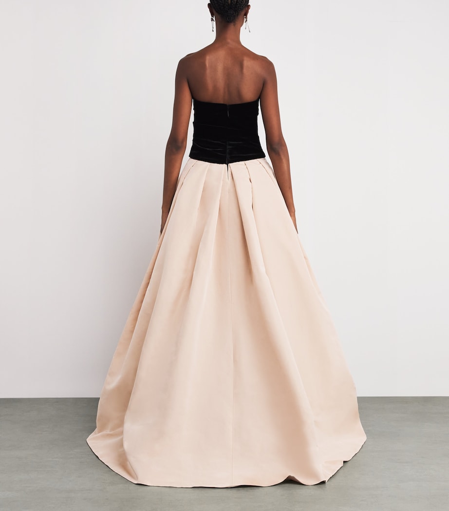 Silk-Velvet Strapless Ballgown NOIR/CAMEO Image 3