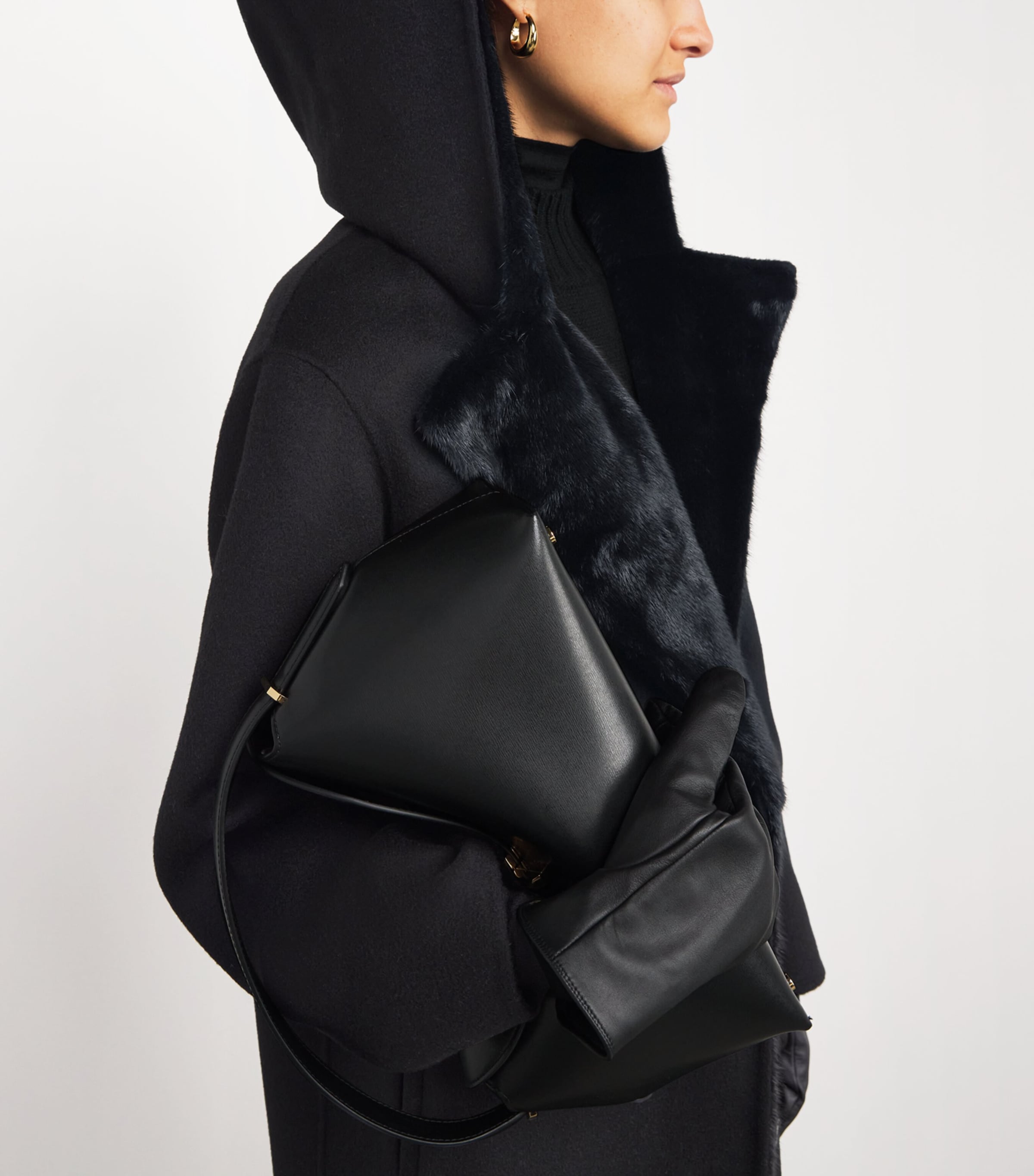 Hooded Mink Fur-Trim Coat C99 Image 6