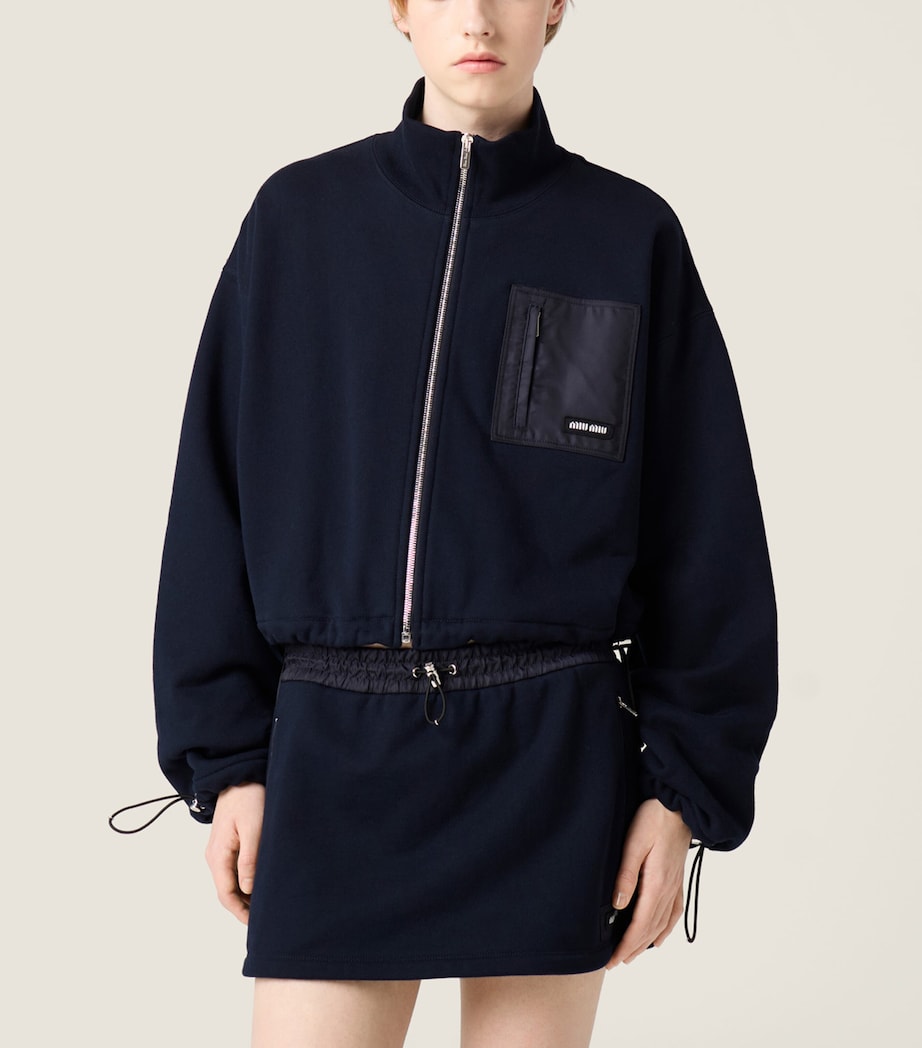 Miu Miu Womens Cotton Logo Zip-Up Sweatshirt Image 6