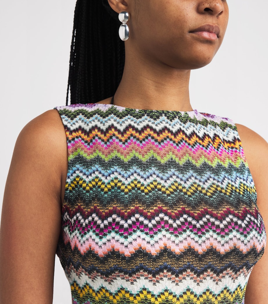 Zigzag Cut-Out Midi Dress SM9YJMULTI DARK BASE Image 4