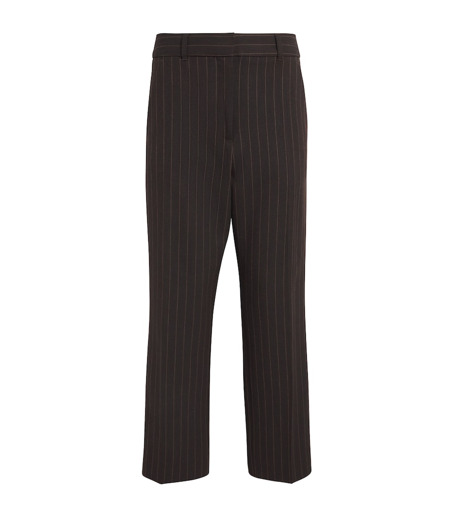 Pinstripe Cropped Slim Trousers CHOCOLATE / CARAMEL Image 1