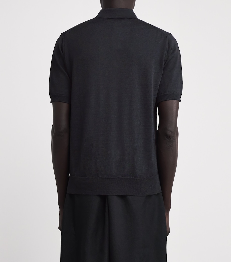 Comme Des Garçons Play Mens Wool Heart Logo Polo Shirt Black Image 4