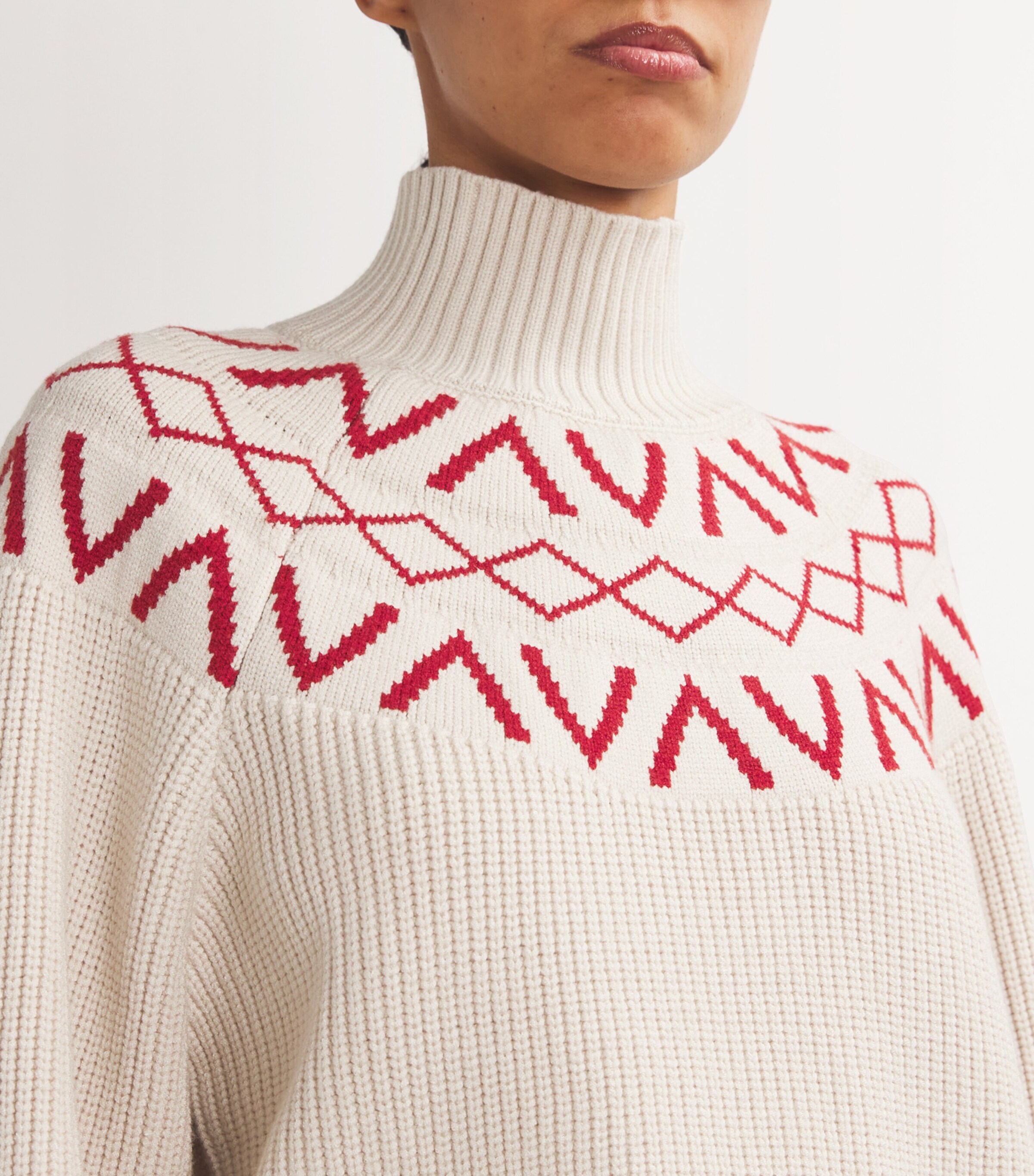 Varley Womens Knitted Fair Isle Marcie Sweater Silver Birch Image 6