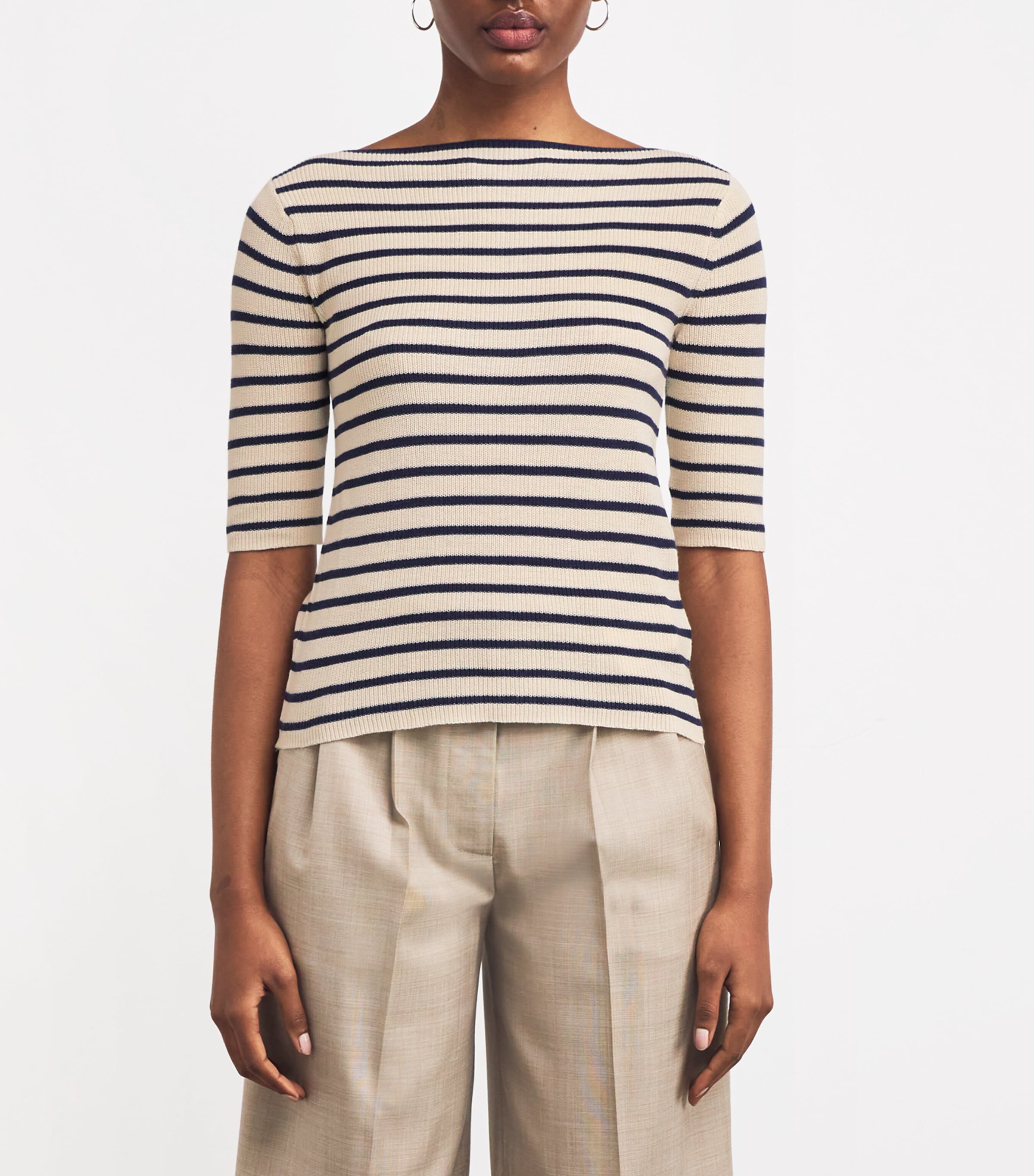 Cotton-Blend Boat-Neck Sweater ICE Image 3