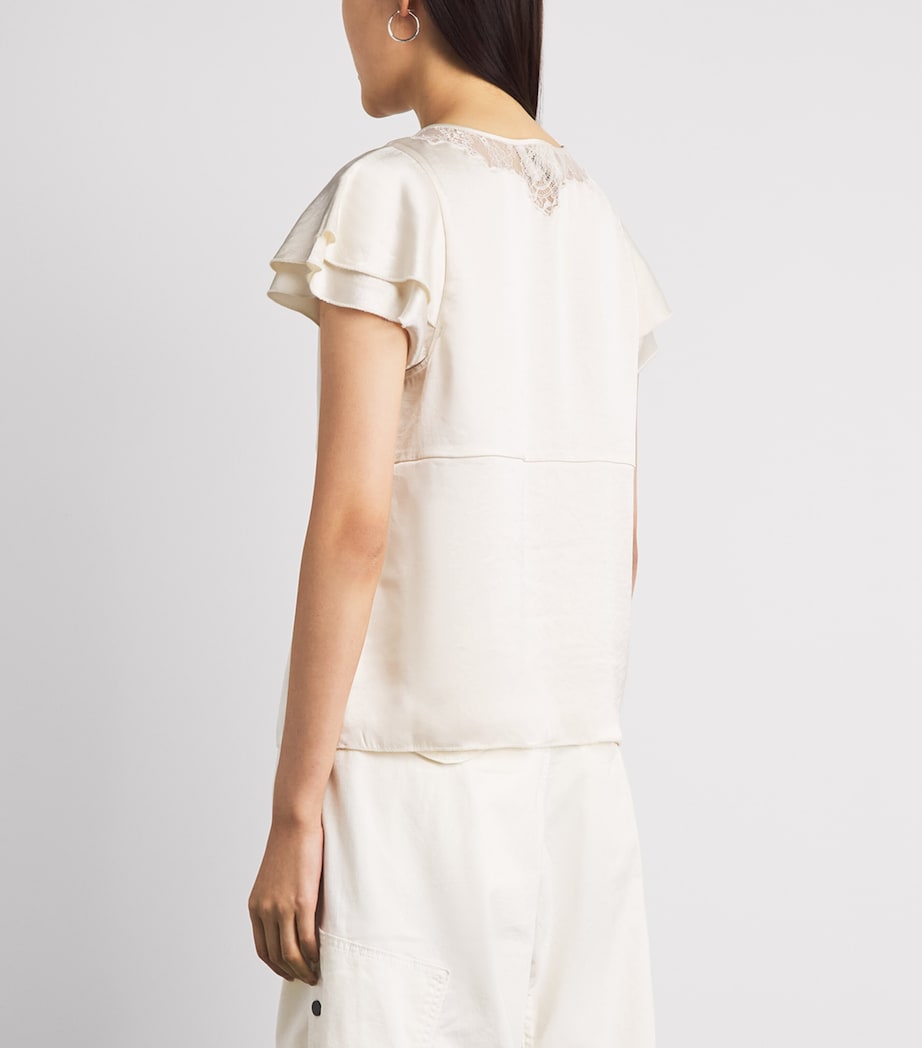 Citizens of Humanity Womens Lola Ruffle-Sleeve Blouse Cream Image 5