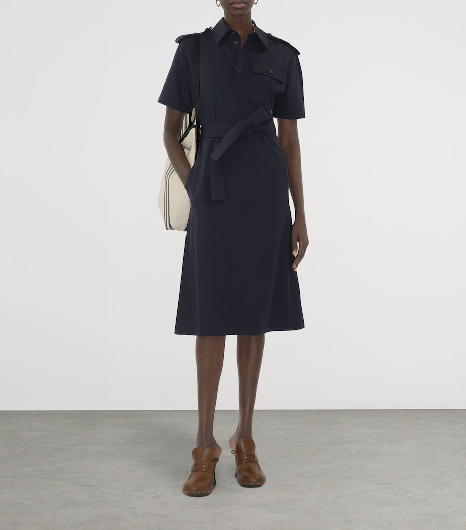 Wool Mini Shirt Dress NAVY Image 2