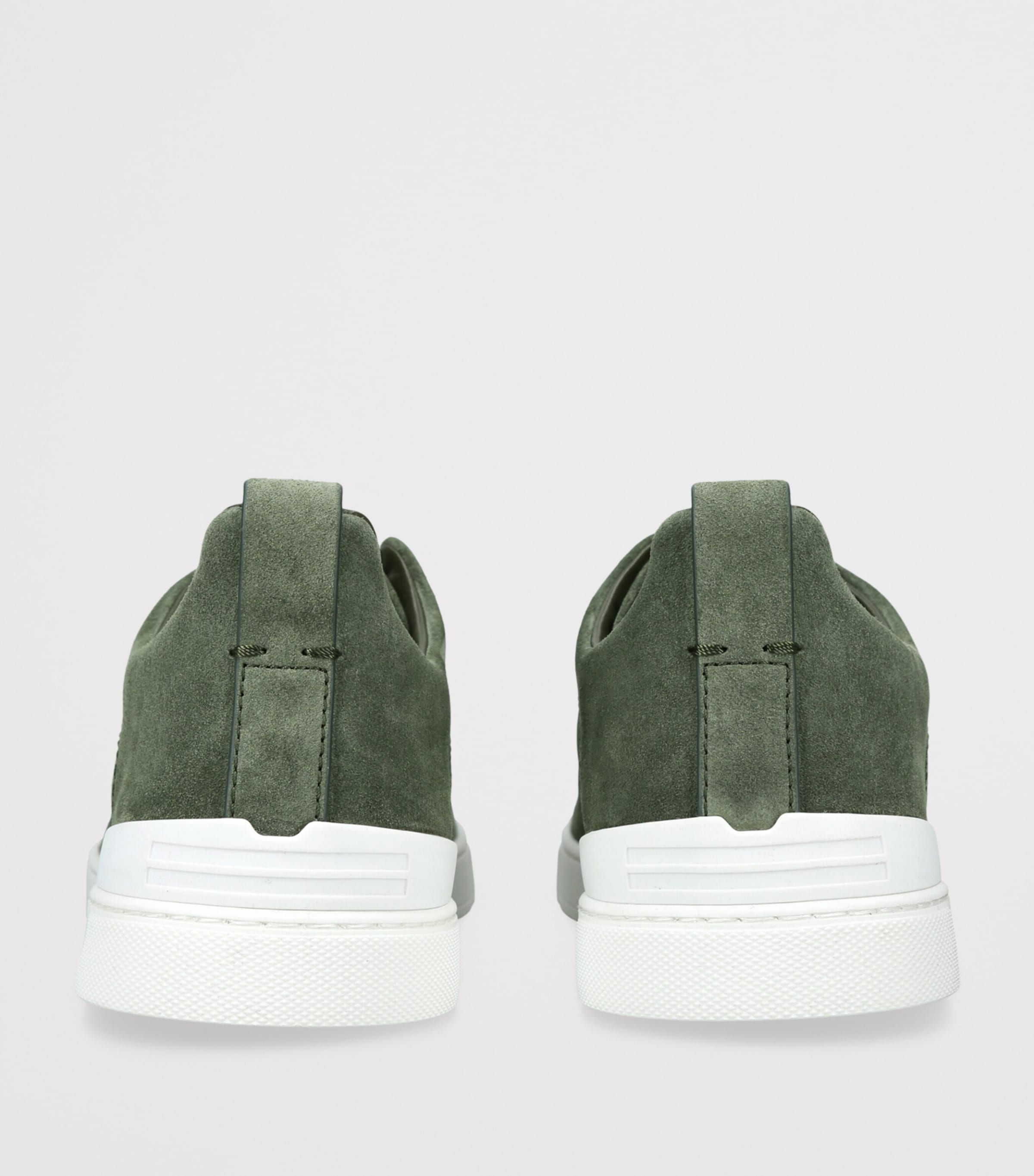 Zegna Suede Triple Stitch Sneakers Dark Green Image 4