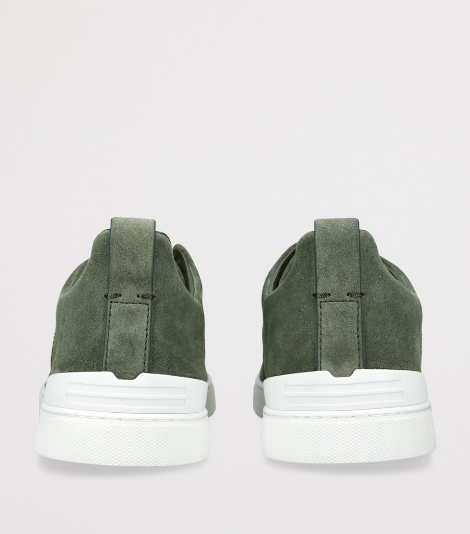 Zegna Suede Triple Stitch Sneakers Dark Green Image 4